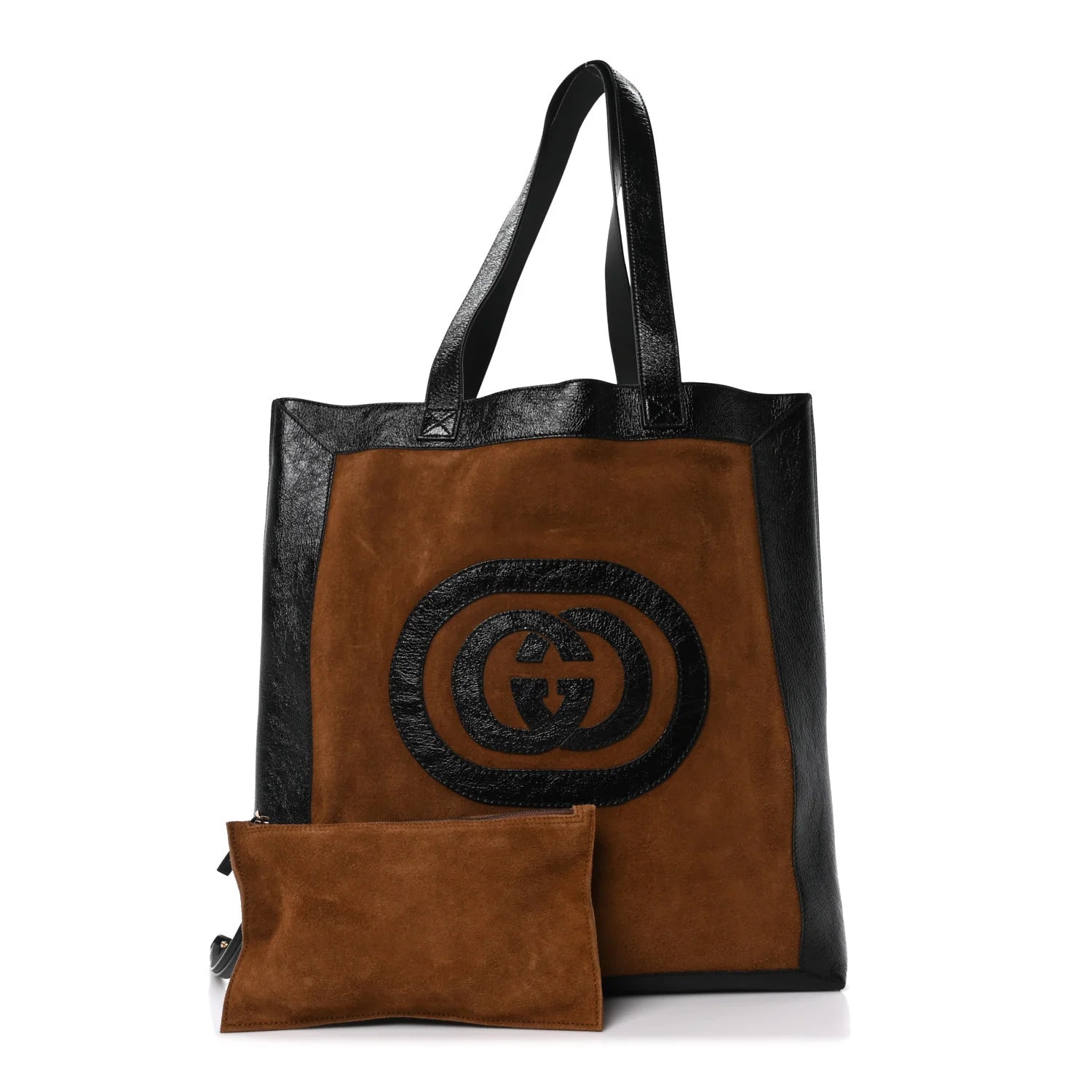 Suede Large Ophidia Vertical Shopping Tote Chestnut