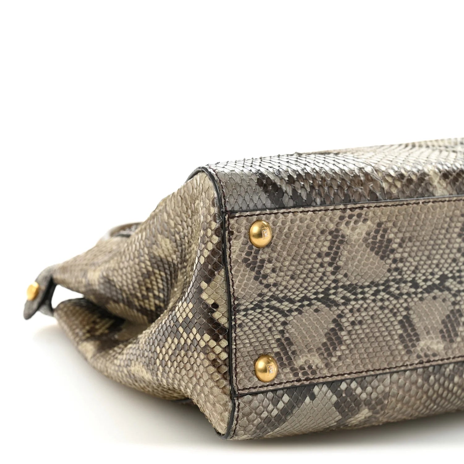 Snakeskin Medium Peekaboo Iconic Satchel Asfalto Nocciola