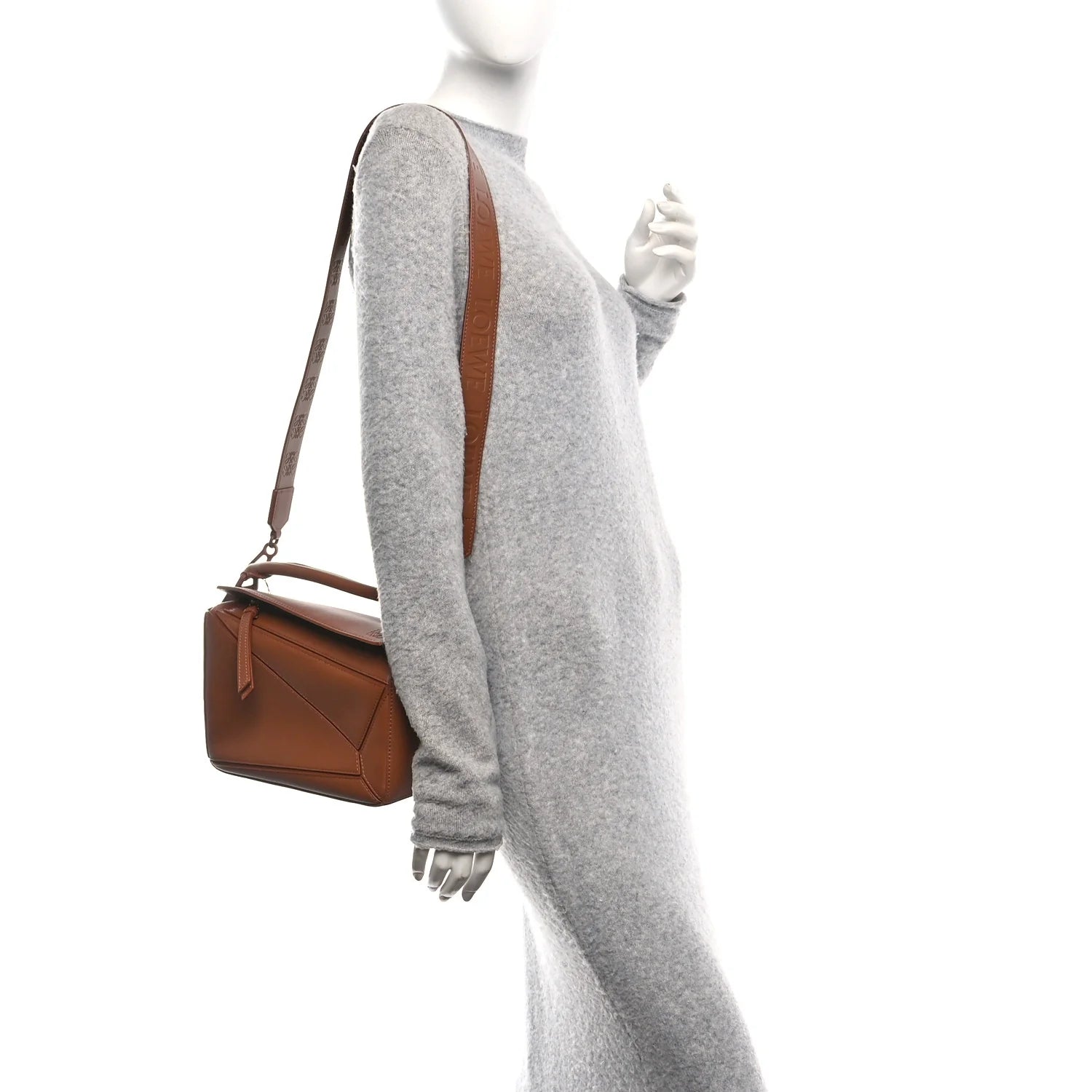 Satin Calfskin Small Puzzle Bag Pecan