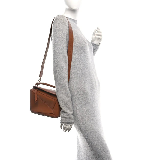 Satin Calfskin Small Puzzle Bag Pecan