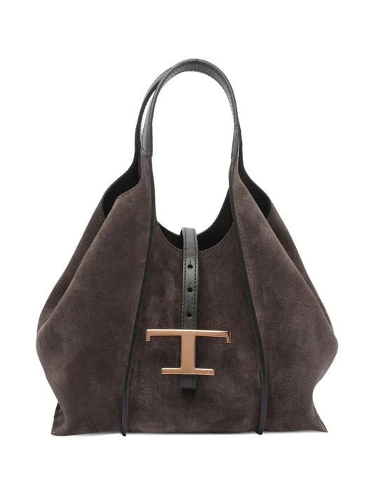 CLASSIC SUEDE LEATHER SHOULDER BAG with T-BUCKLE