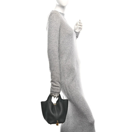 Taurillon Clemence Picotin Lock 18 PM Black