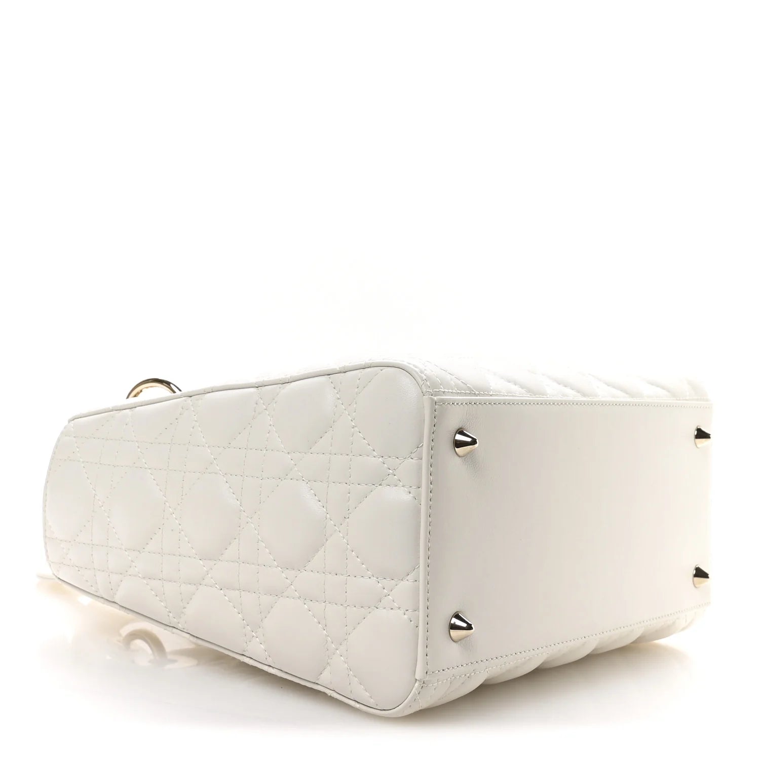 Lambskin Cannage Medium Lady Dior White