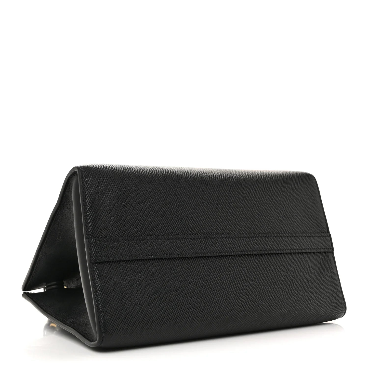 Saffiano Cuir Calfskin Small Monochrome Top Handle Tote Black