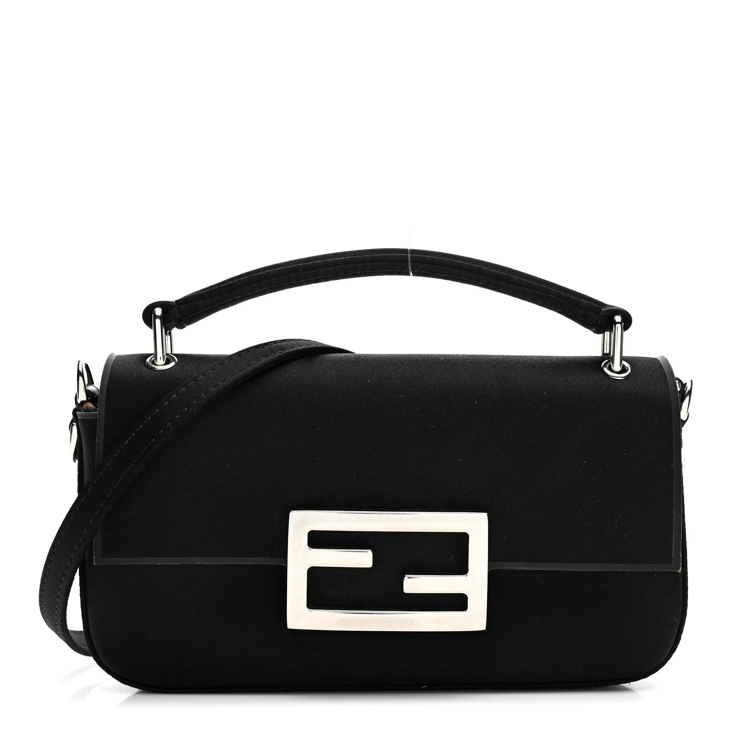 Silk Satin Phone Baguette Black