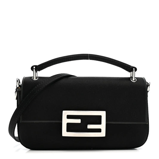 Silk Satin Phone Baguette Black