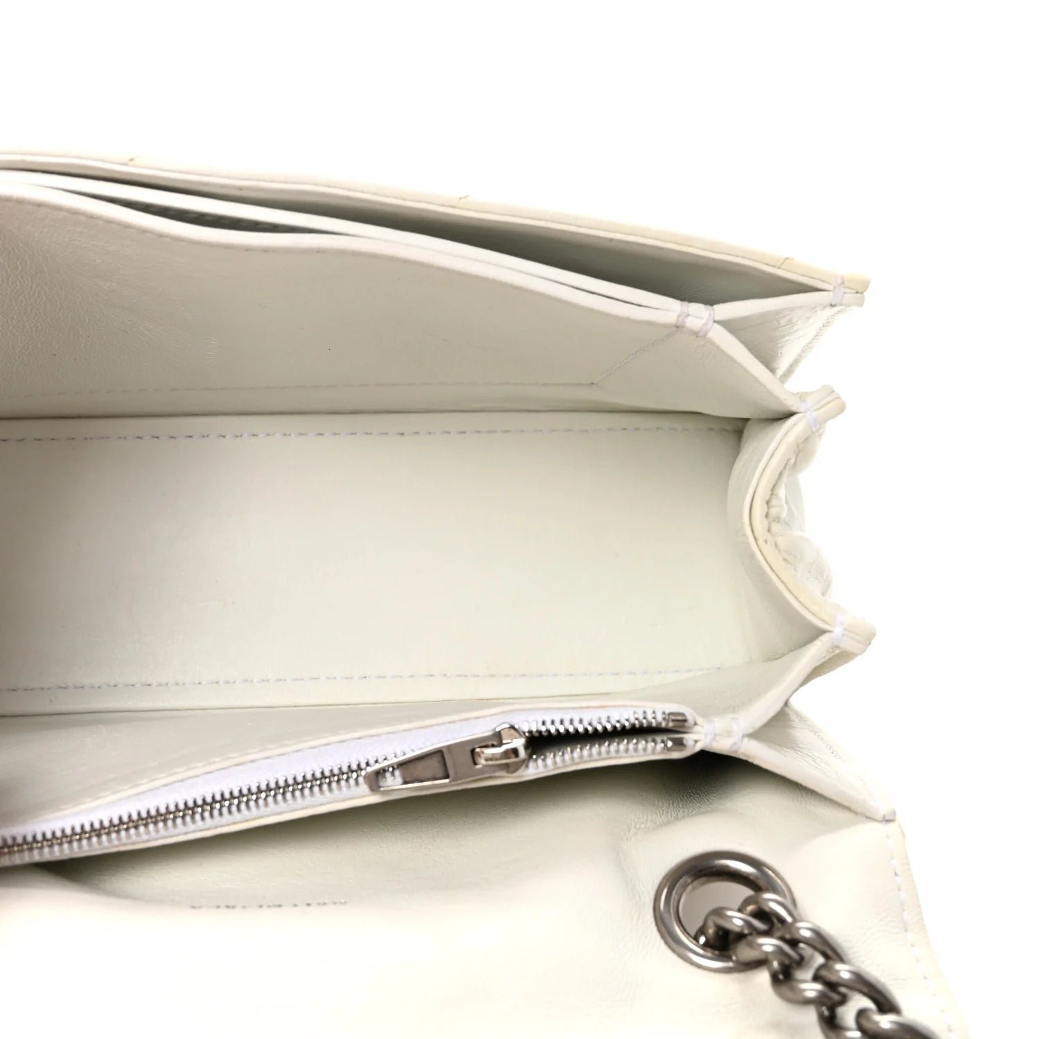 Crushed Calfskin Quilted Small Crush Chain Bag Optic White