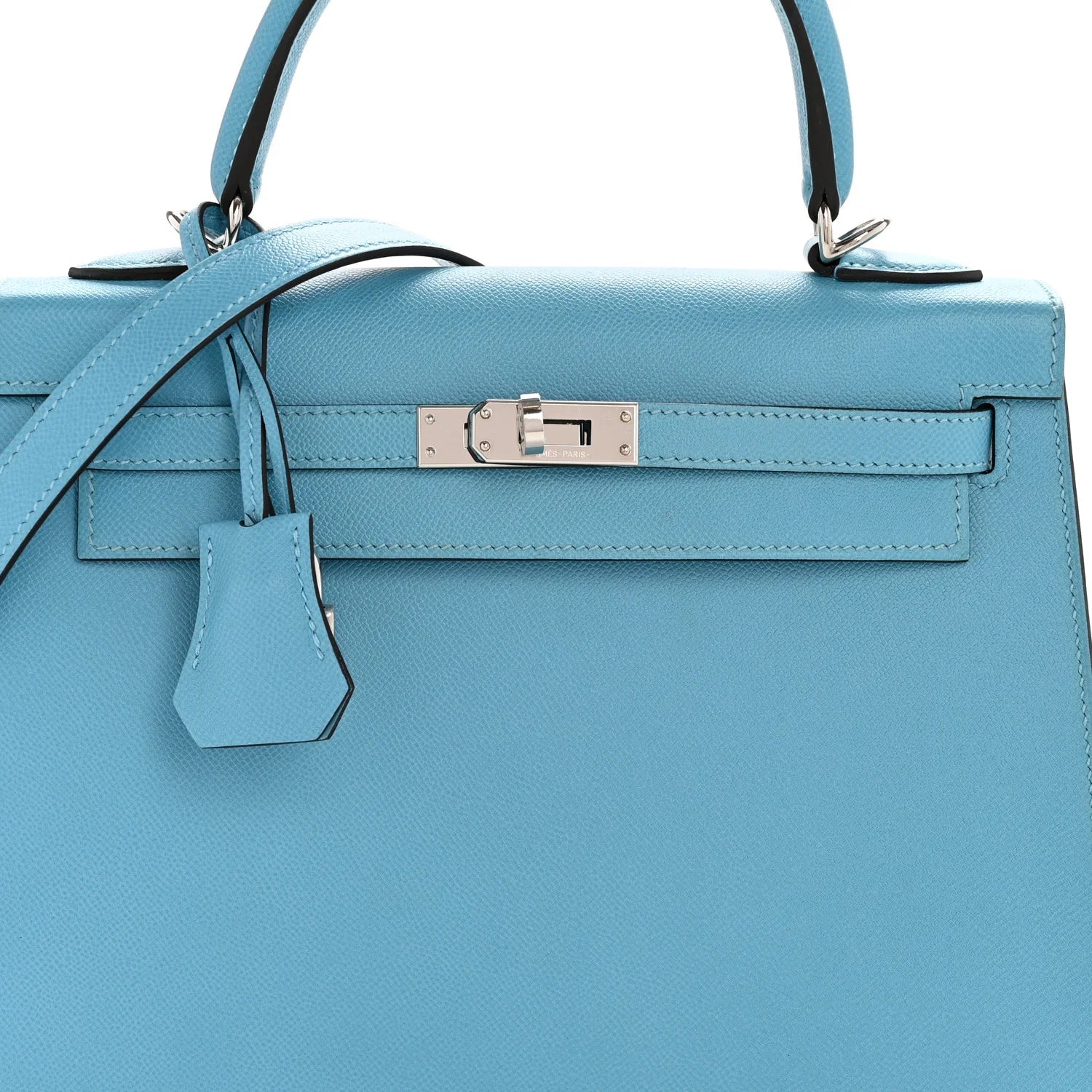 Madame Calfskin Kelly Sellier 25 Bleu Du Nord