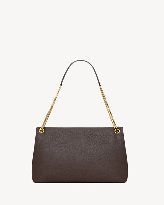 DARK BROWN LEATHER BIG CALYPSO SHOULDER BAG