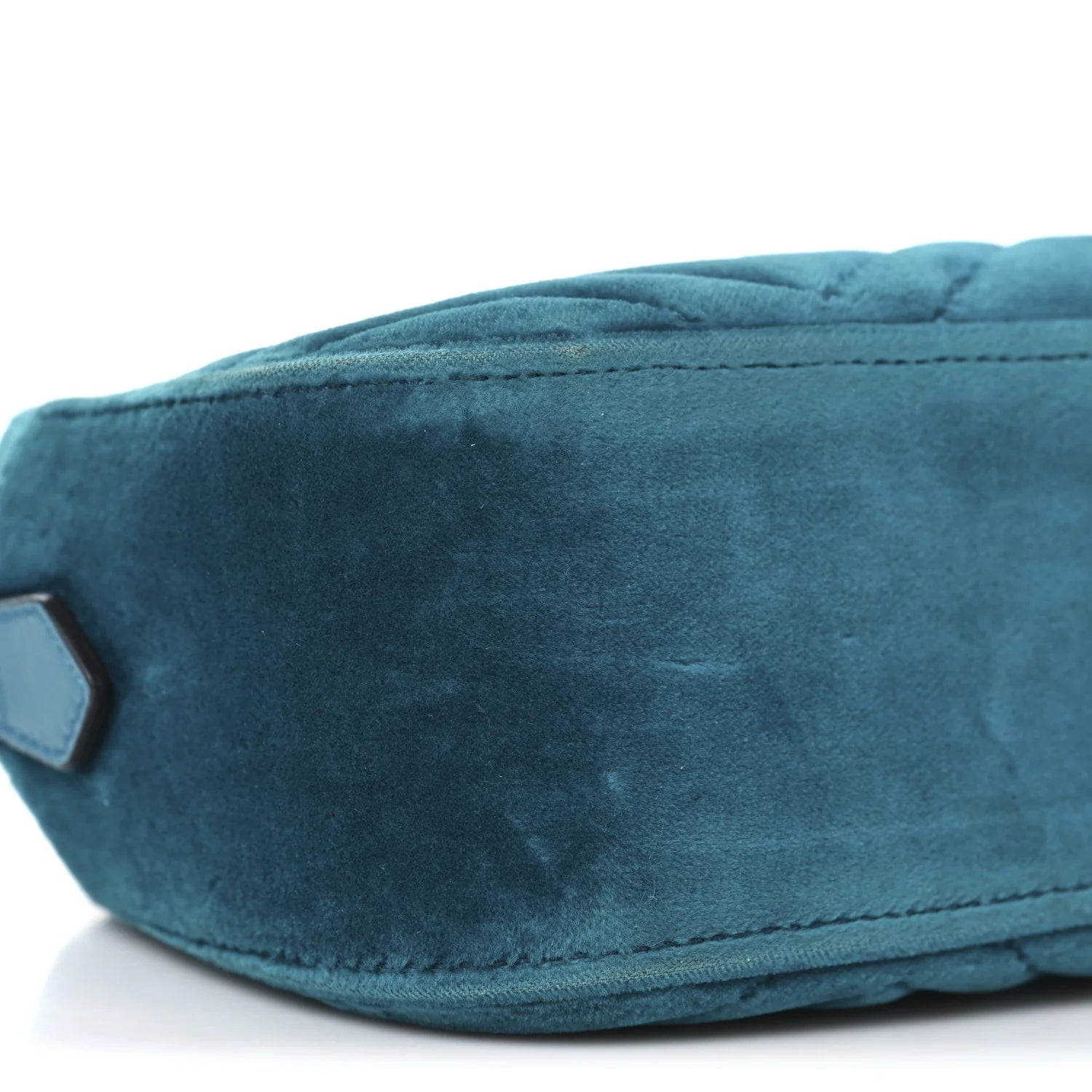 Velvet Matelasse Small GG Marmont Chain Shoulder Bag Pavone Cyan