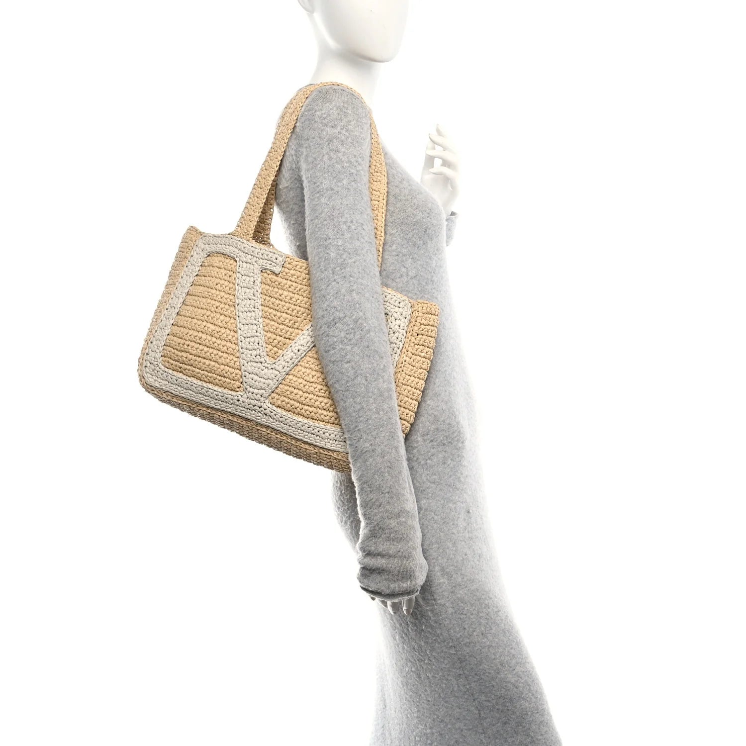 Raffia V Shoulder Bag