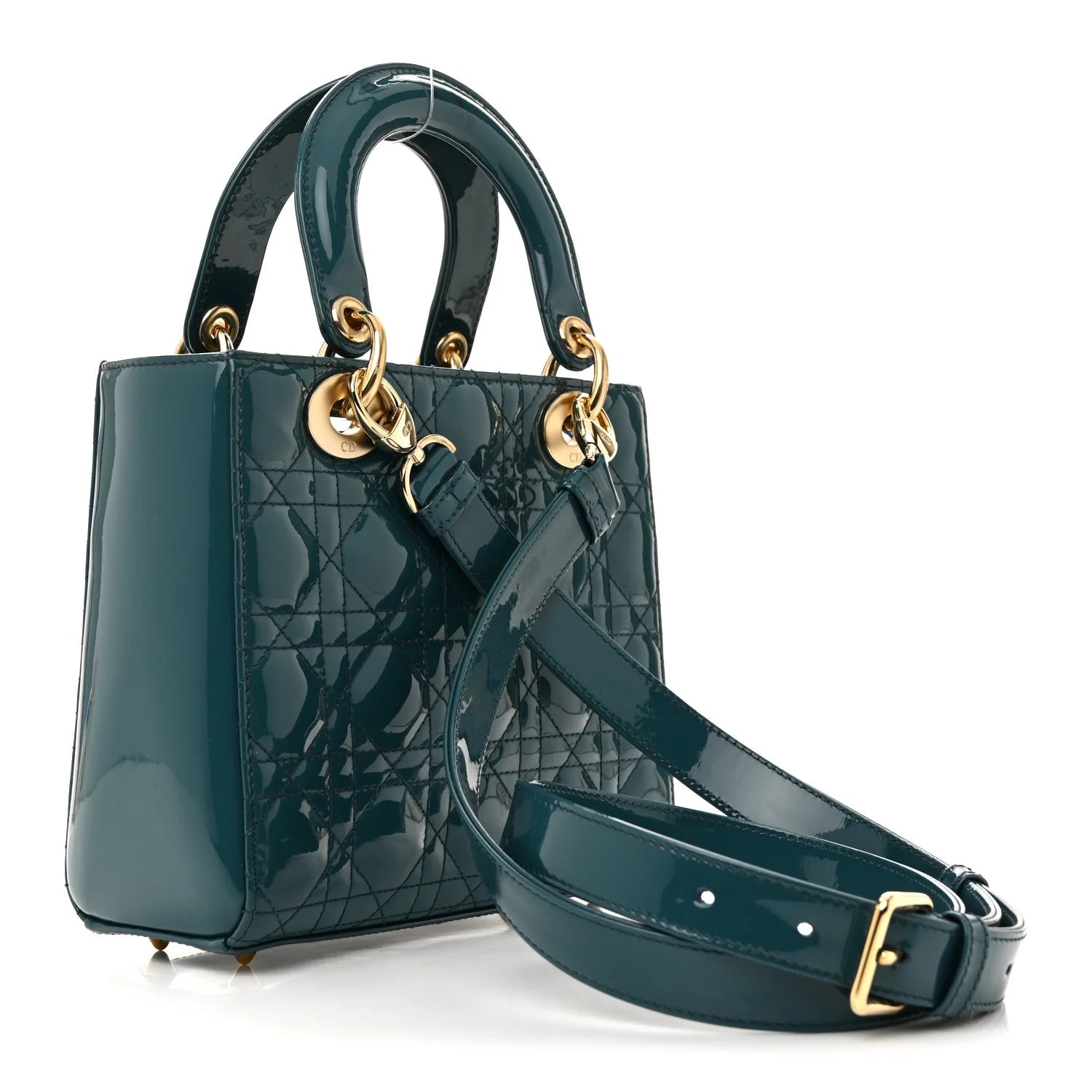 Patent Cannage Small Lady Dior Turquoise