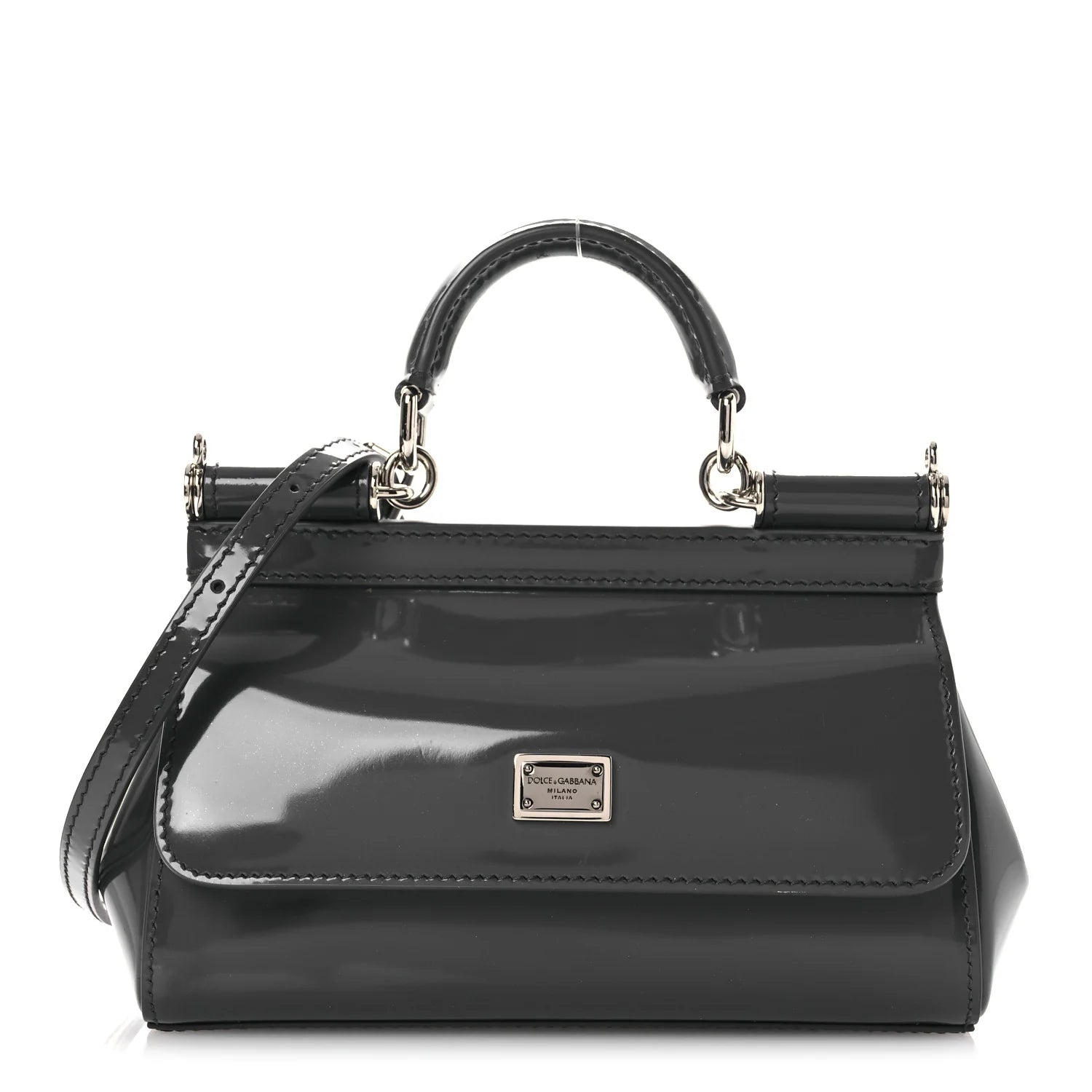 Patent Small Miss Sicily Satchel Grey