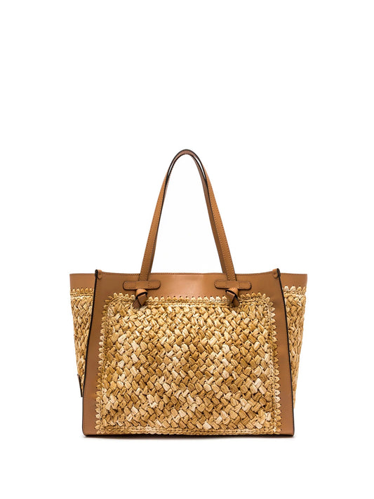 MARCELLA RAFFIA SHOPPING BAG with CROCHET WORK