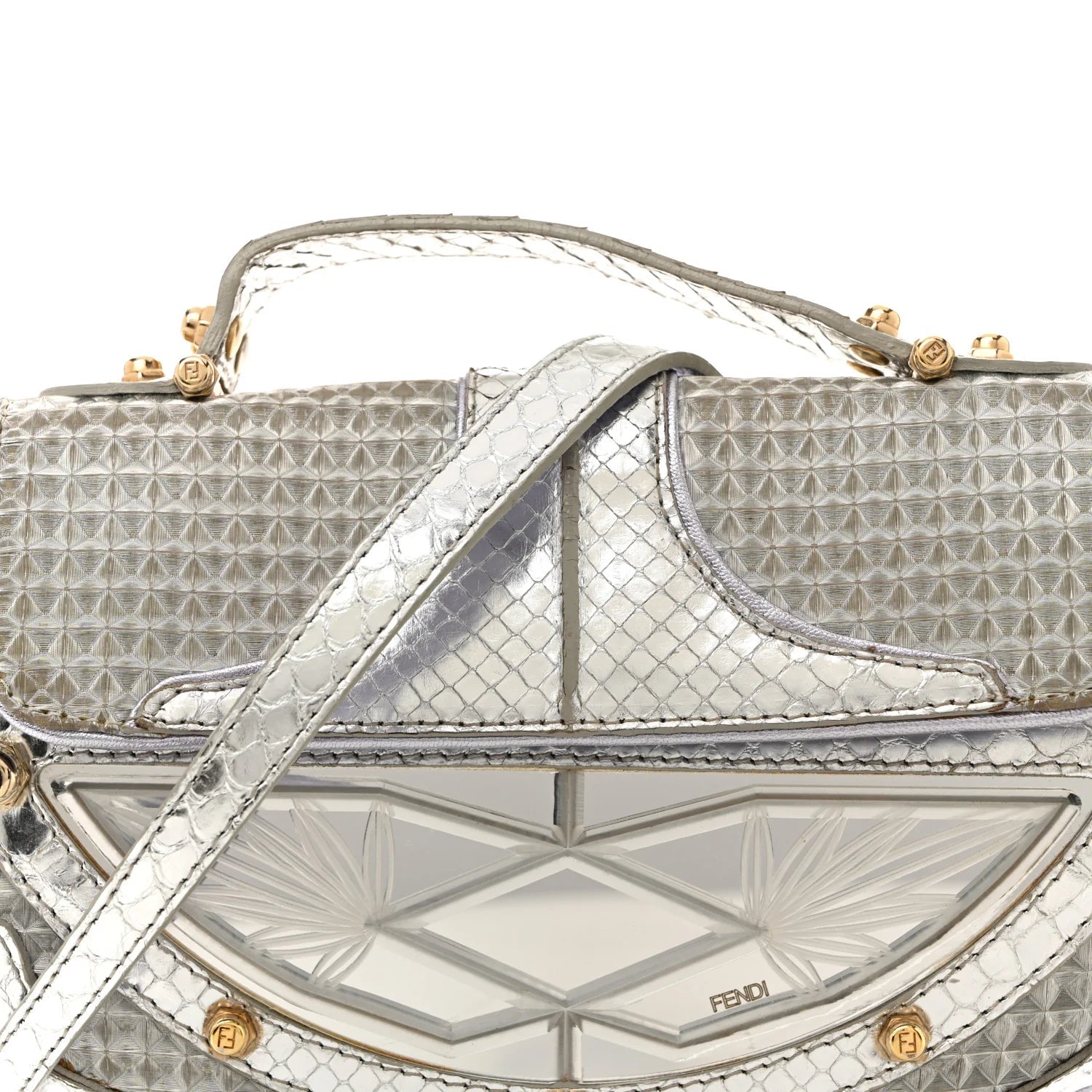 Snakeskin Nylon Vanity Mirror Clutch Transparent