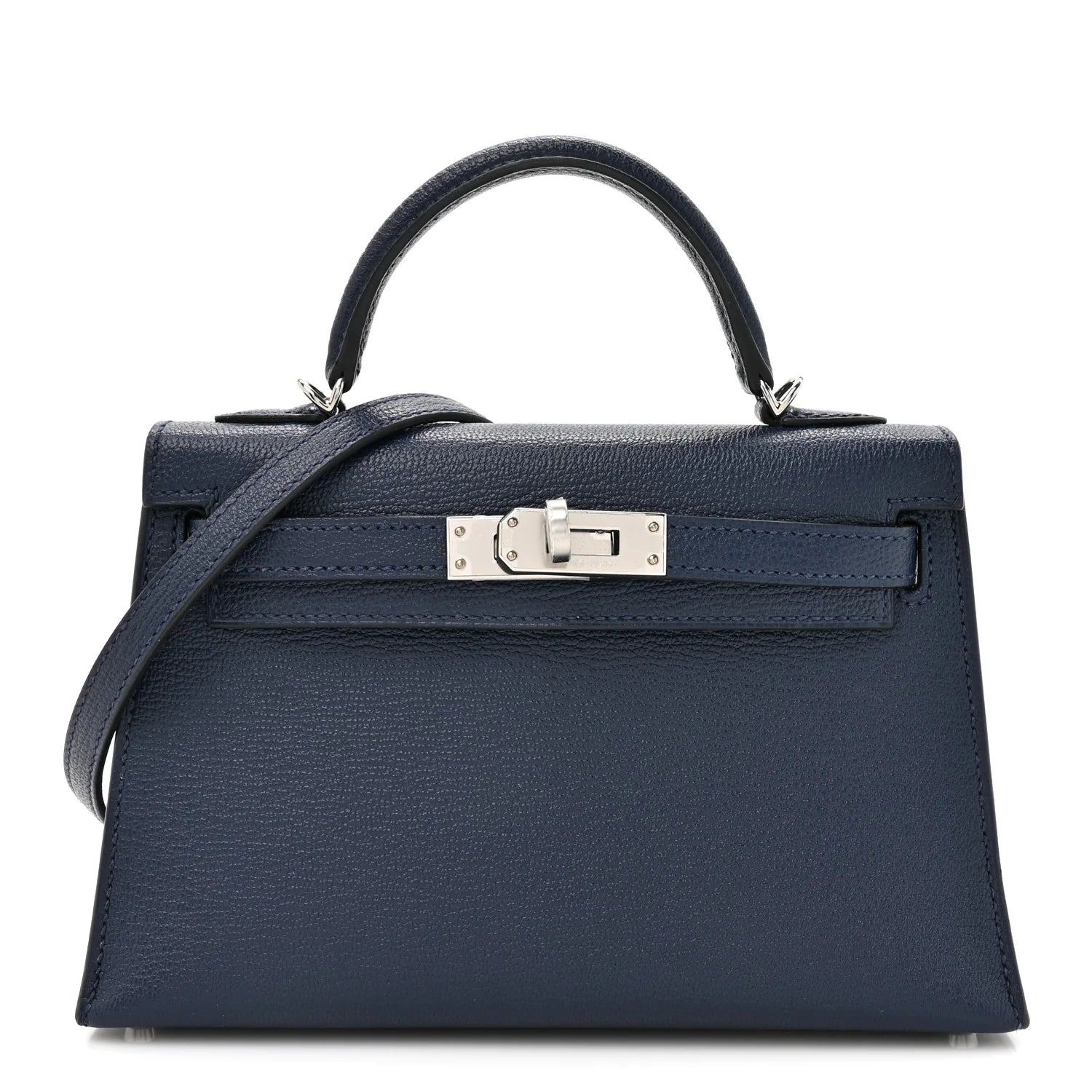 Chevre Mysore Verso Mini Kelly Sellier 20 Bleu Navy Bleu Zellige