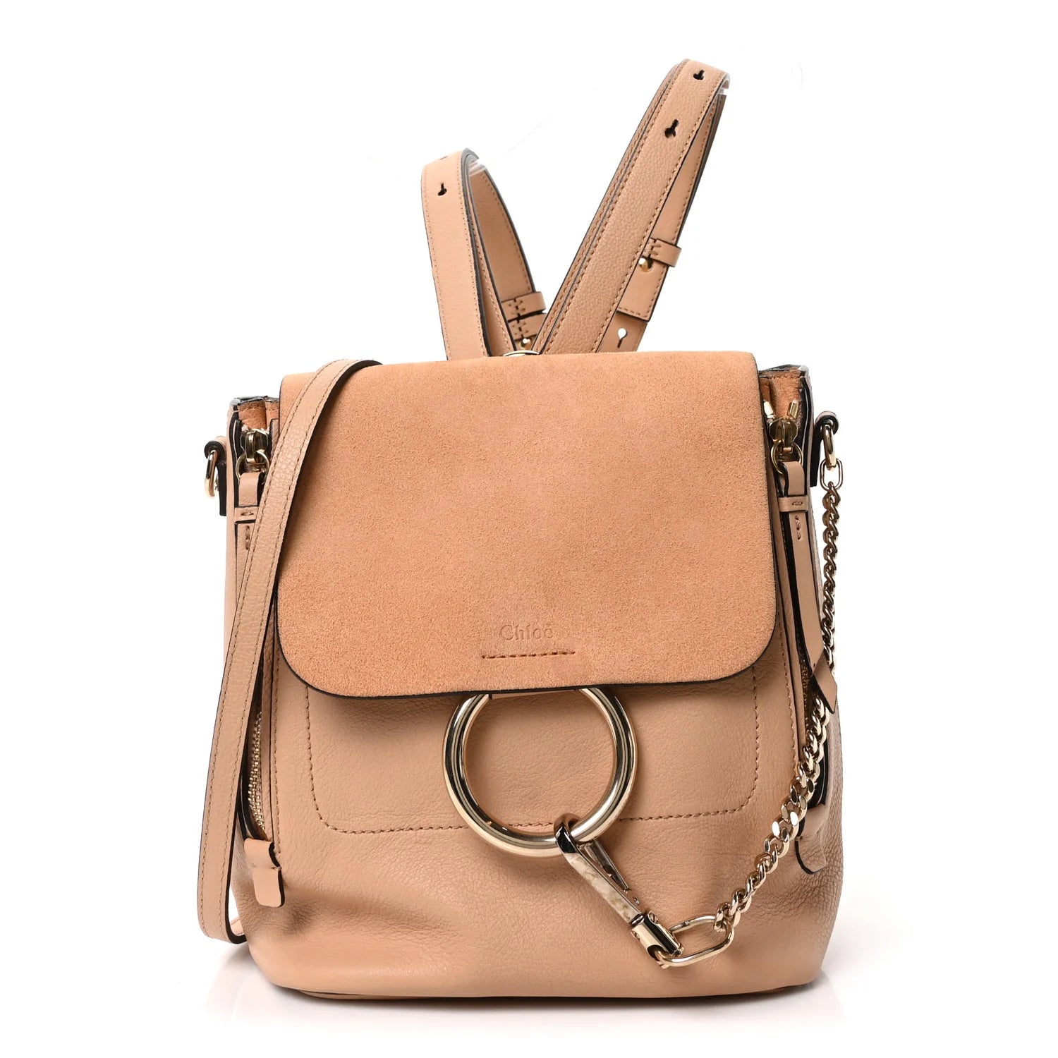 Suede Calfskin Small Faye Backpack Blushy Pink