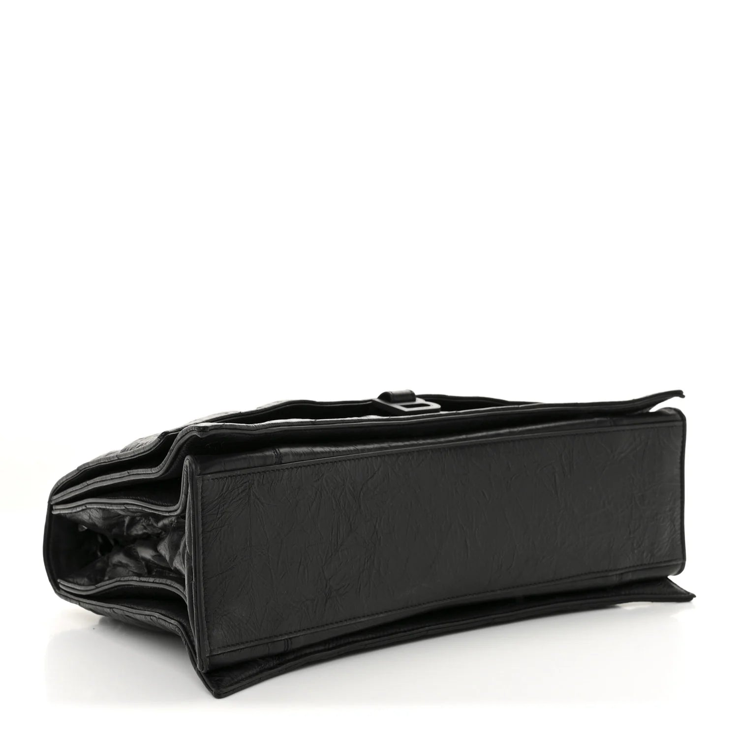 Crushed Calfskin Quilted Matte Black Hardware Large Crush Chain Bag Black