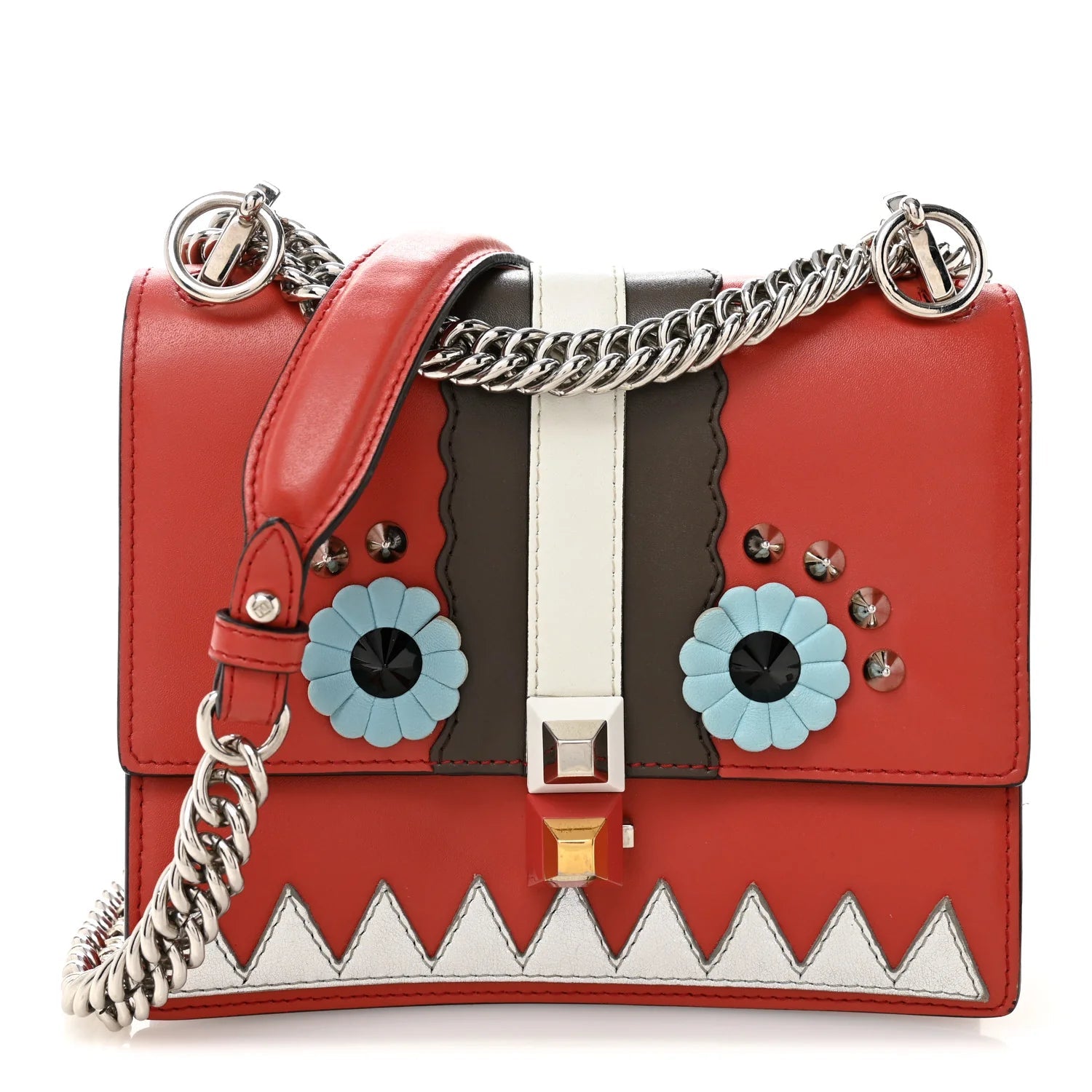 Vitello Liberty Lucido Catalan Mirror Hypnoteyes Studded Small Kan I Shoulder Bag Bloody Mary Carbone Multicolor