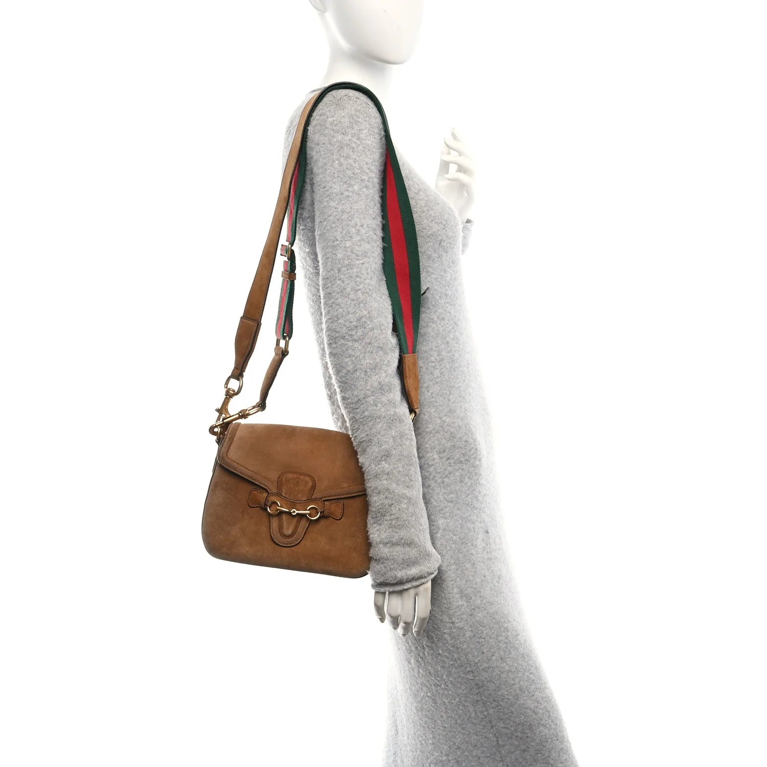 Suede Medium Lady Web Shoulder Bag New Marron