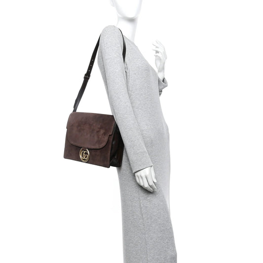 Suede Medium Torchon GG Ring Shoulder Bag Reflex Brown