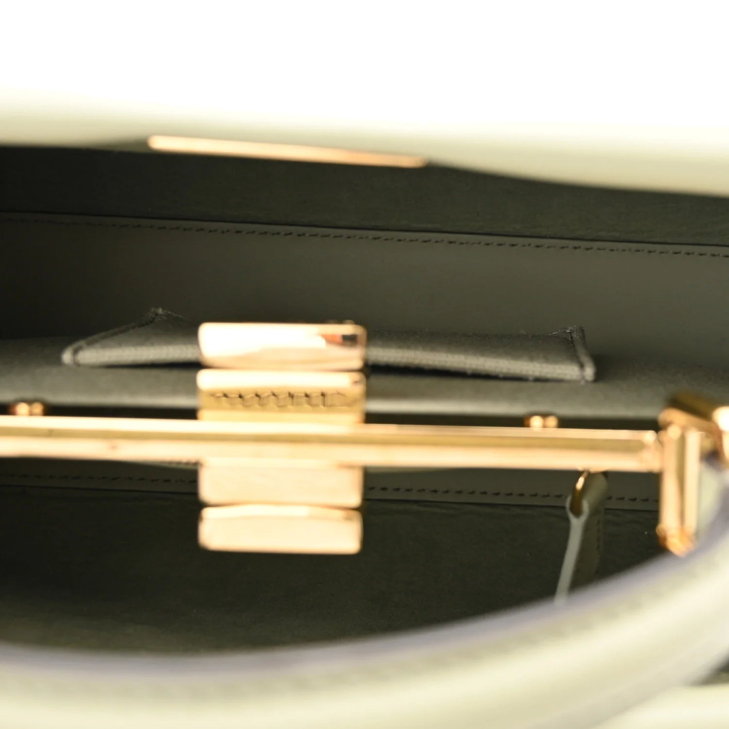 Vitello Seta Canvas FF Embroidered Mini Peekaboo Iconic Satchel Green Tea