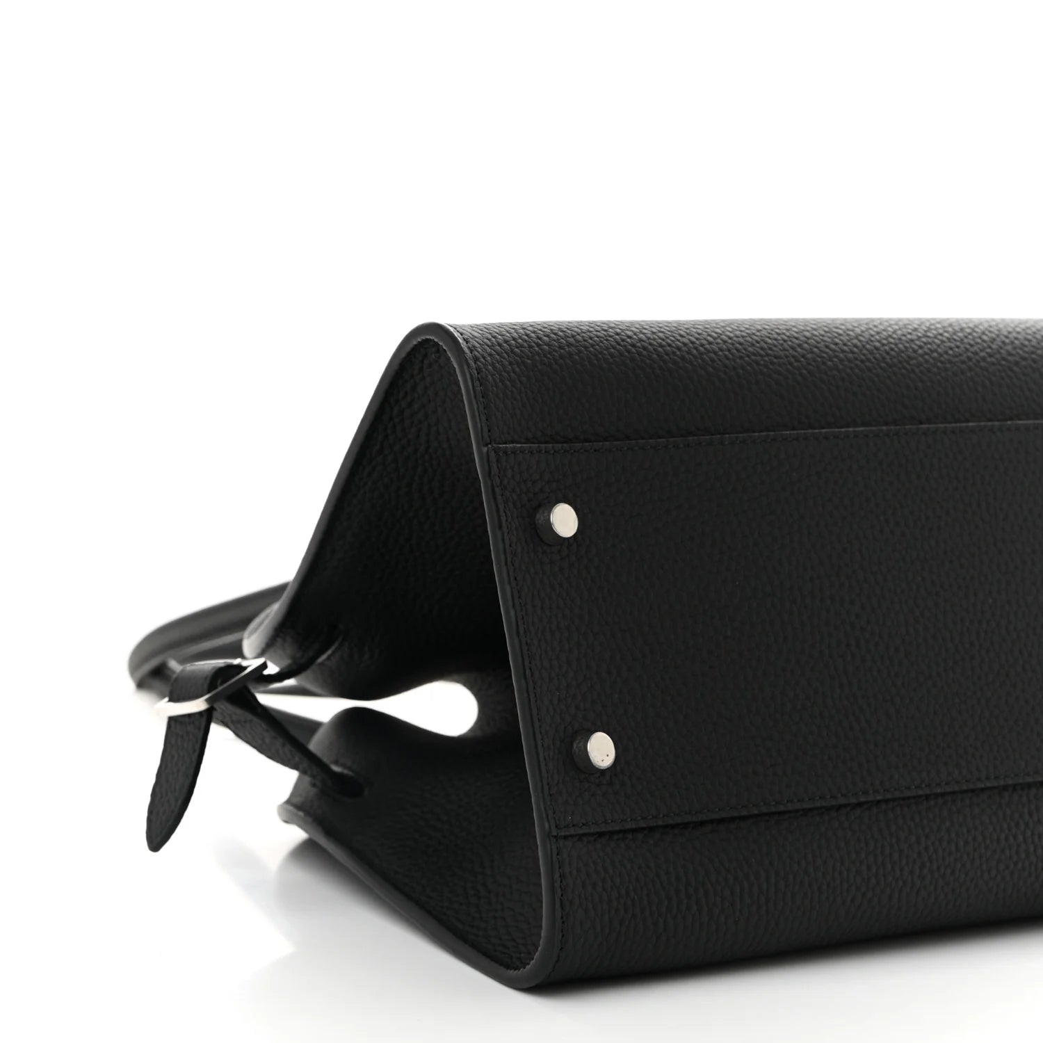 Matte Grained Calfskin Margaux Shoulder 12 Black