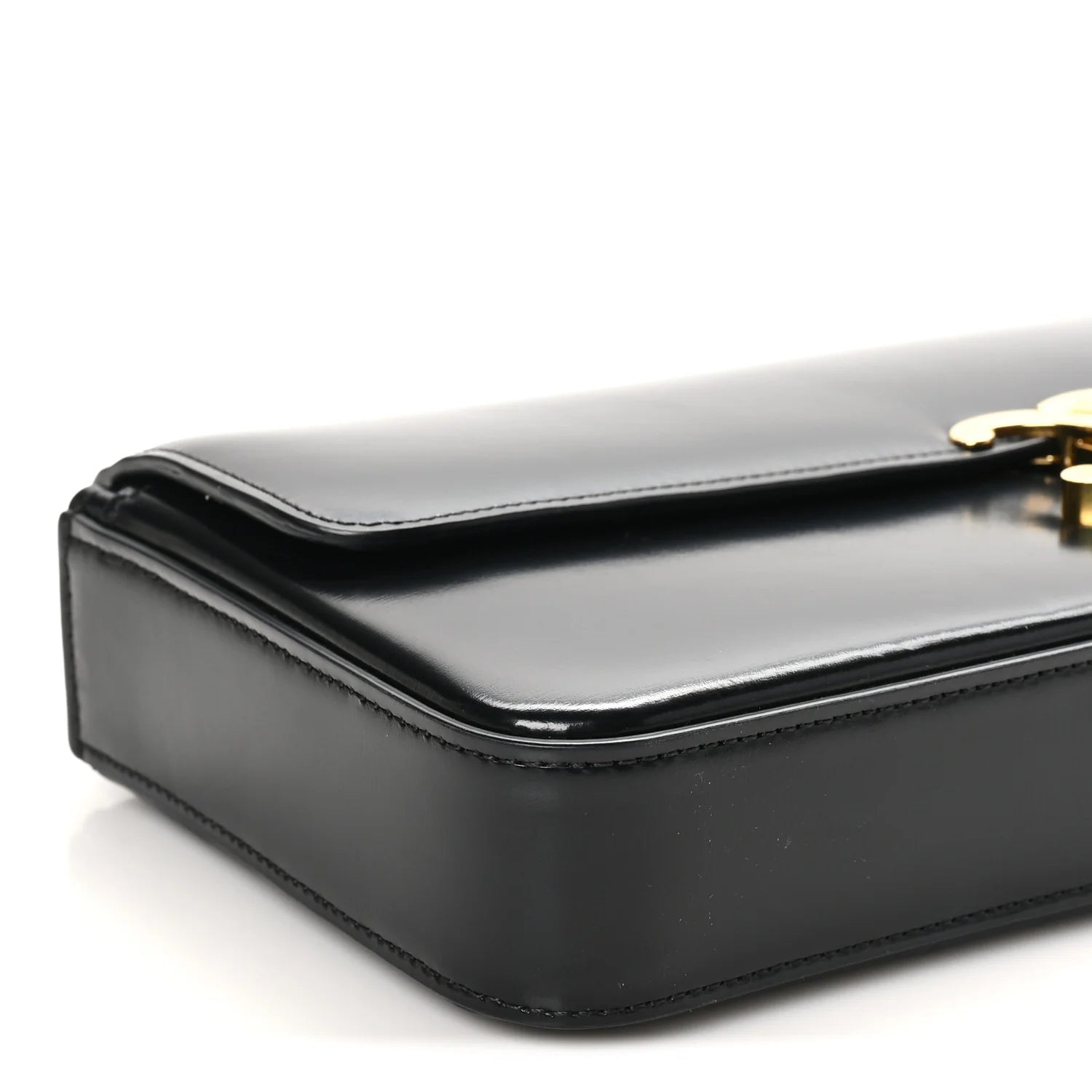 Shiny Calfskin Triomphe Chain Bag Black