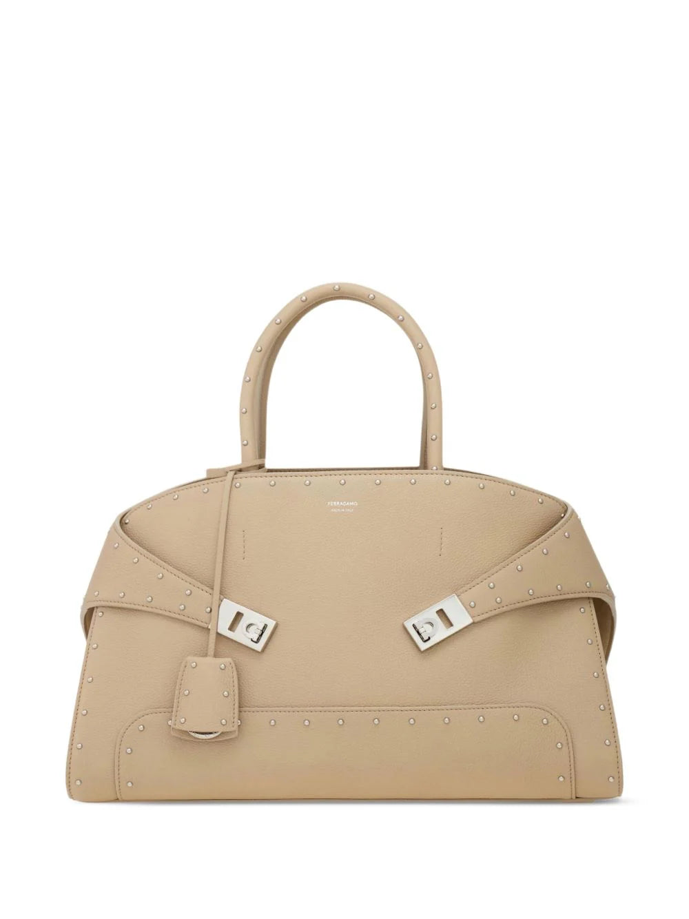 LEATHER STUDDED HANDBAG