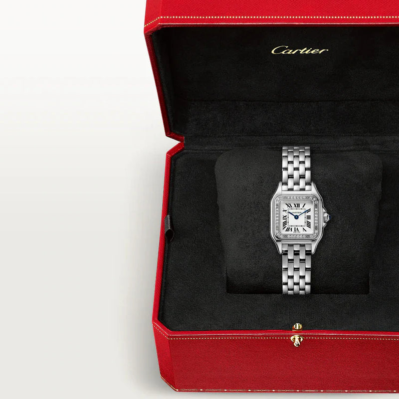 Unworn  Panthère De  Small, Stainless Steel, Diamonds, 23Mm X 30Mm, Ref# W4PN0016, Box and Papers