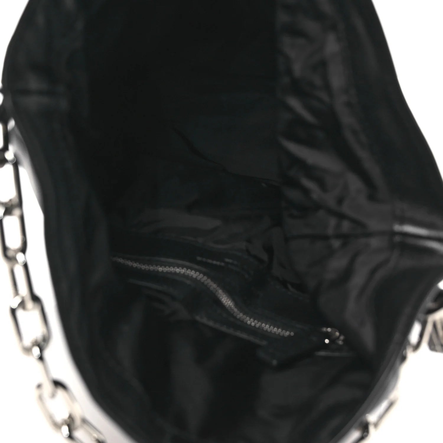 Lambskin Attica Chain Dry Sack Bucket Bag Black