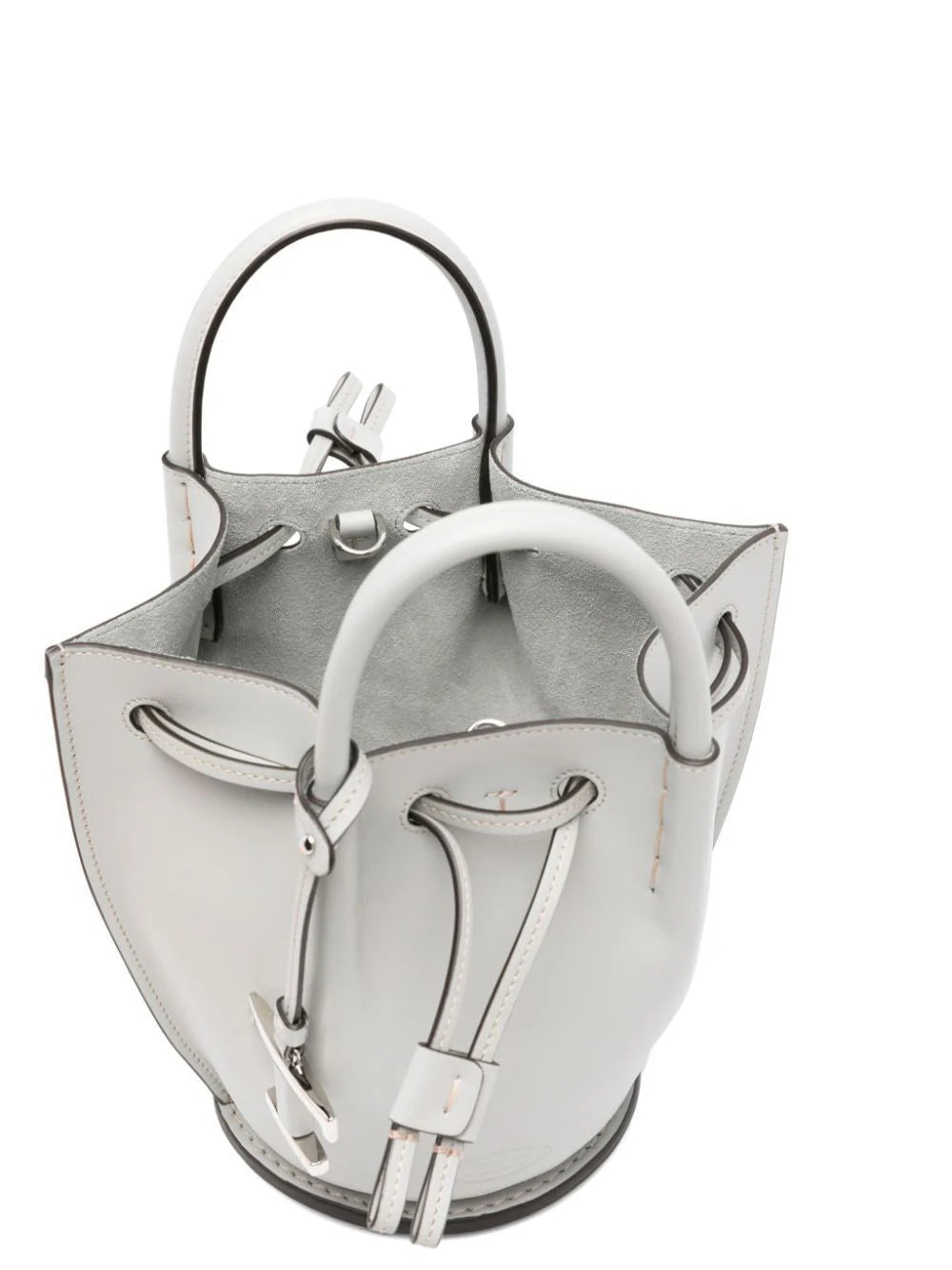 LOGO-CHARM LEATHER MINI BUCKET BAG