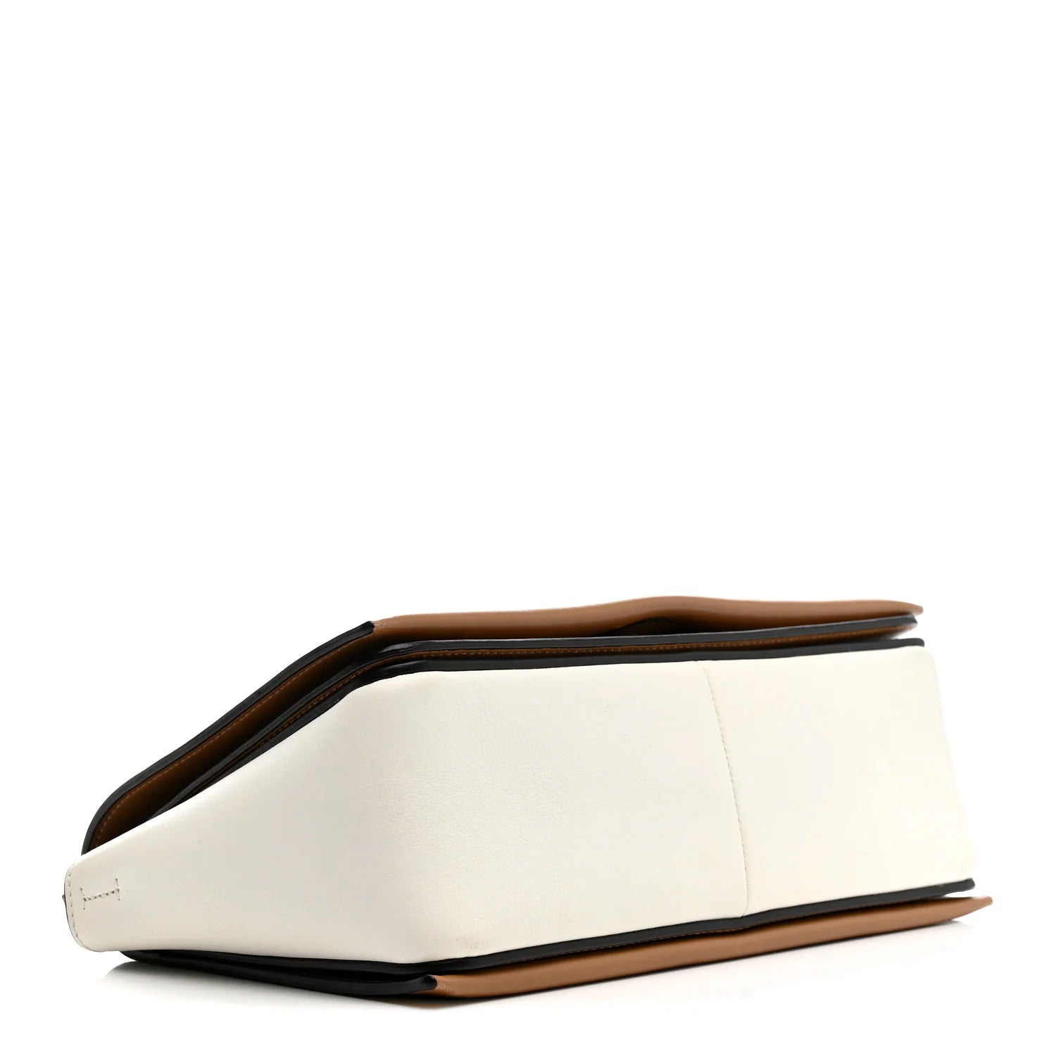 Shiny Smooth Calfskin Medium Frame Shoulder Bag Tan Optic White