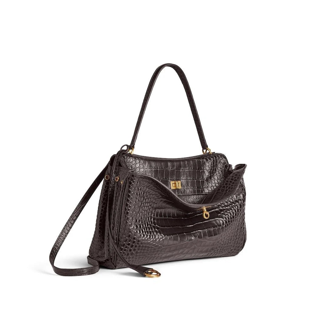DARK BROWN LEATHER RODEO HANDBAG