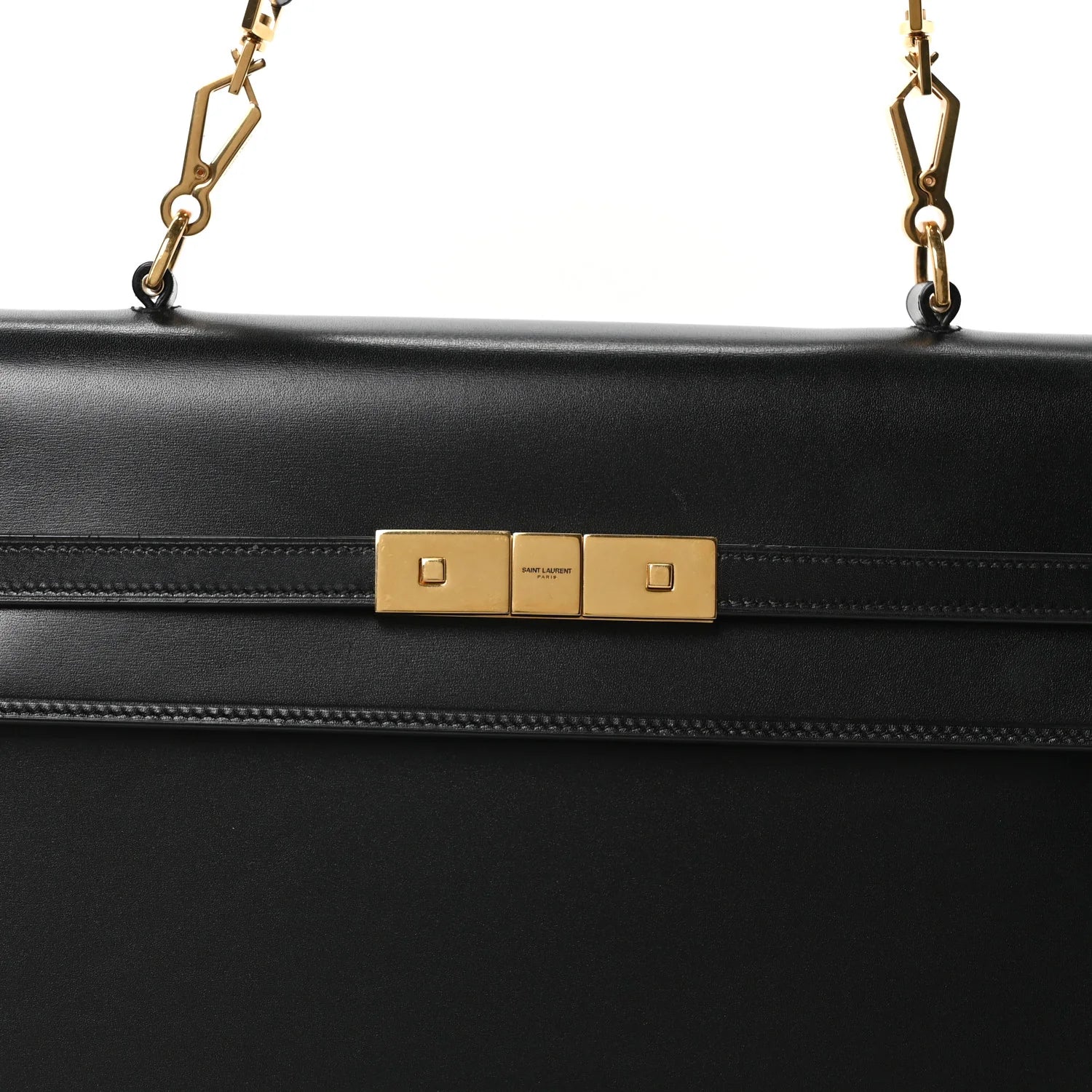 Smooth Calfskin Manhattan Top Handle Black