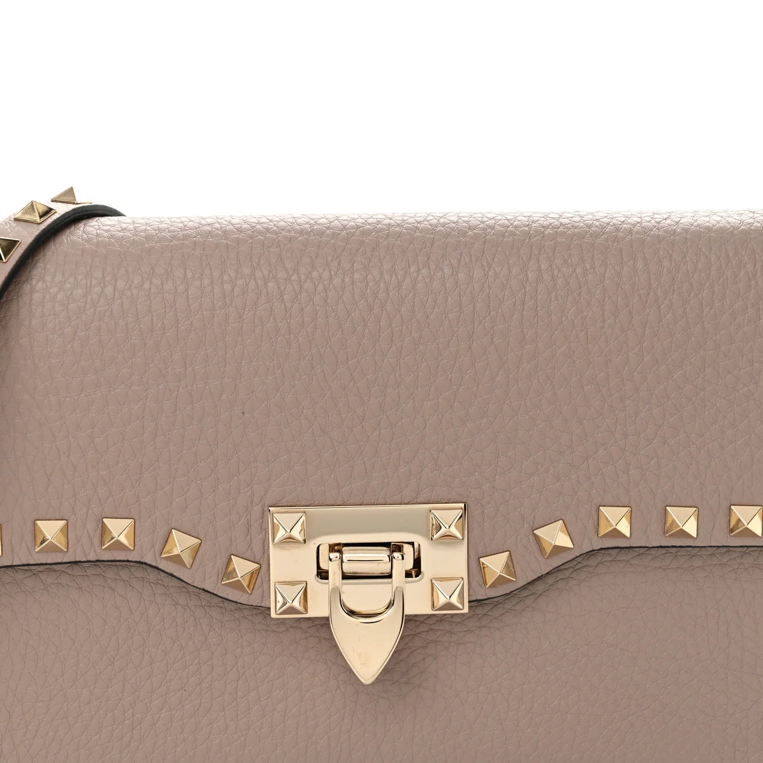 Pebbled Calfskin Medium Rockstud Flip Lock Crossbody Bag Poudre