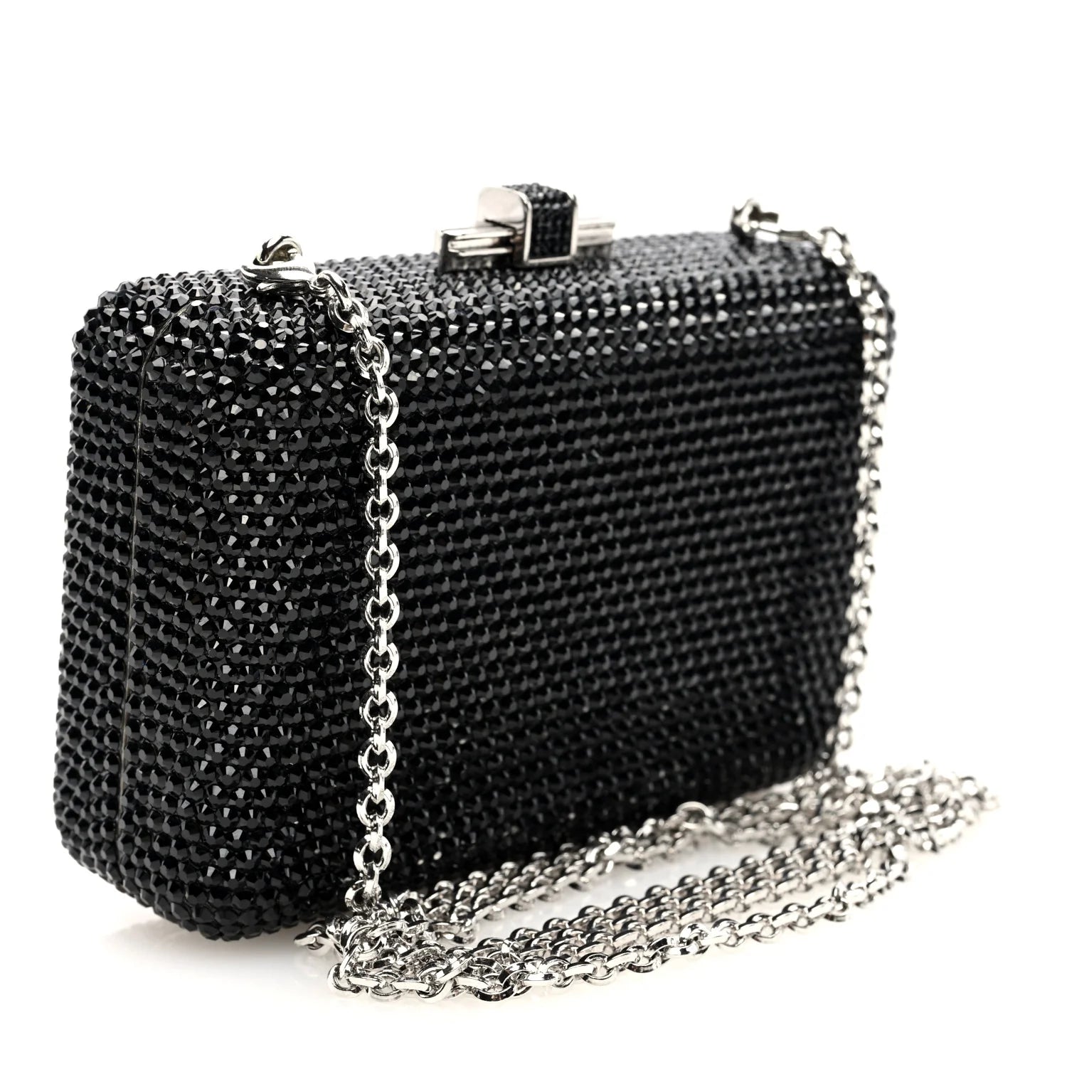 Swarovski Crystal Minaudiere Clutch Black
