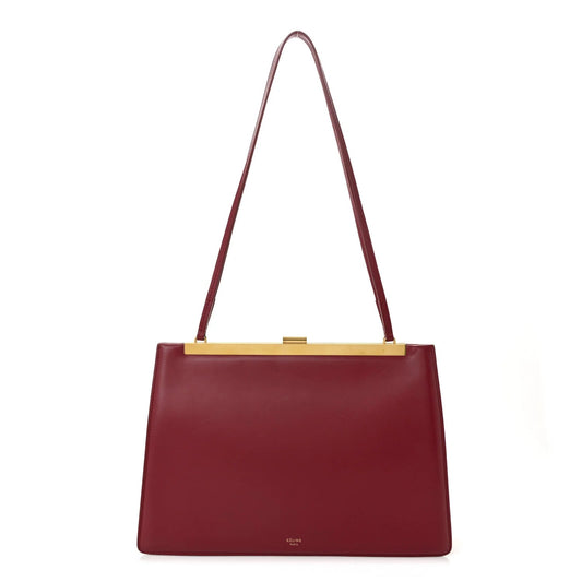 Patina Box Calfskin Medium Clasp Bag Scarlet