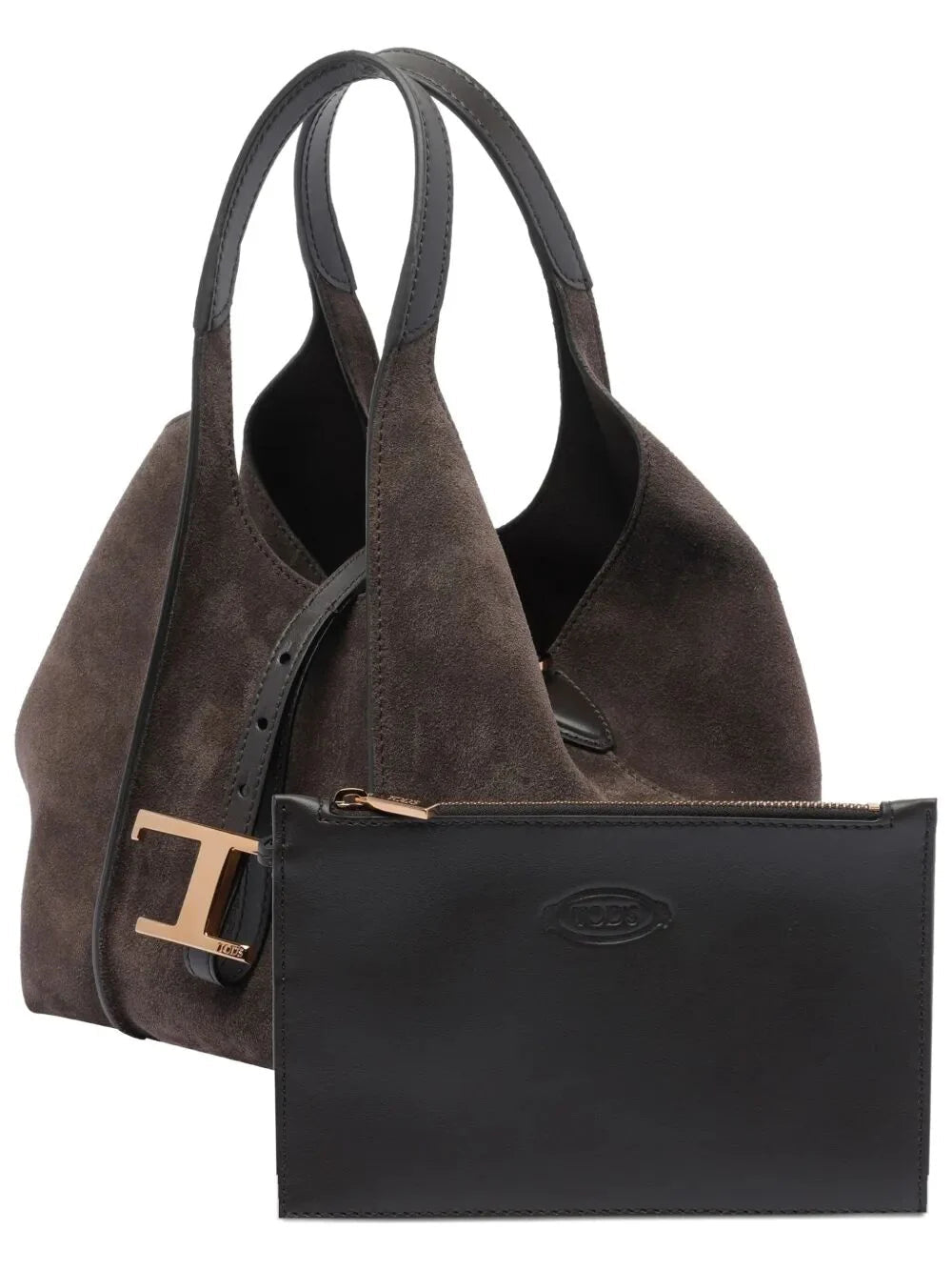 CLASSIC SUEDE LEATHER SHOULDER BAG with T-BUCKLE
