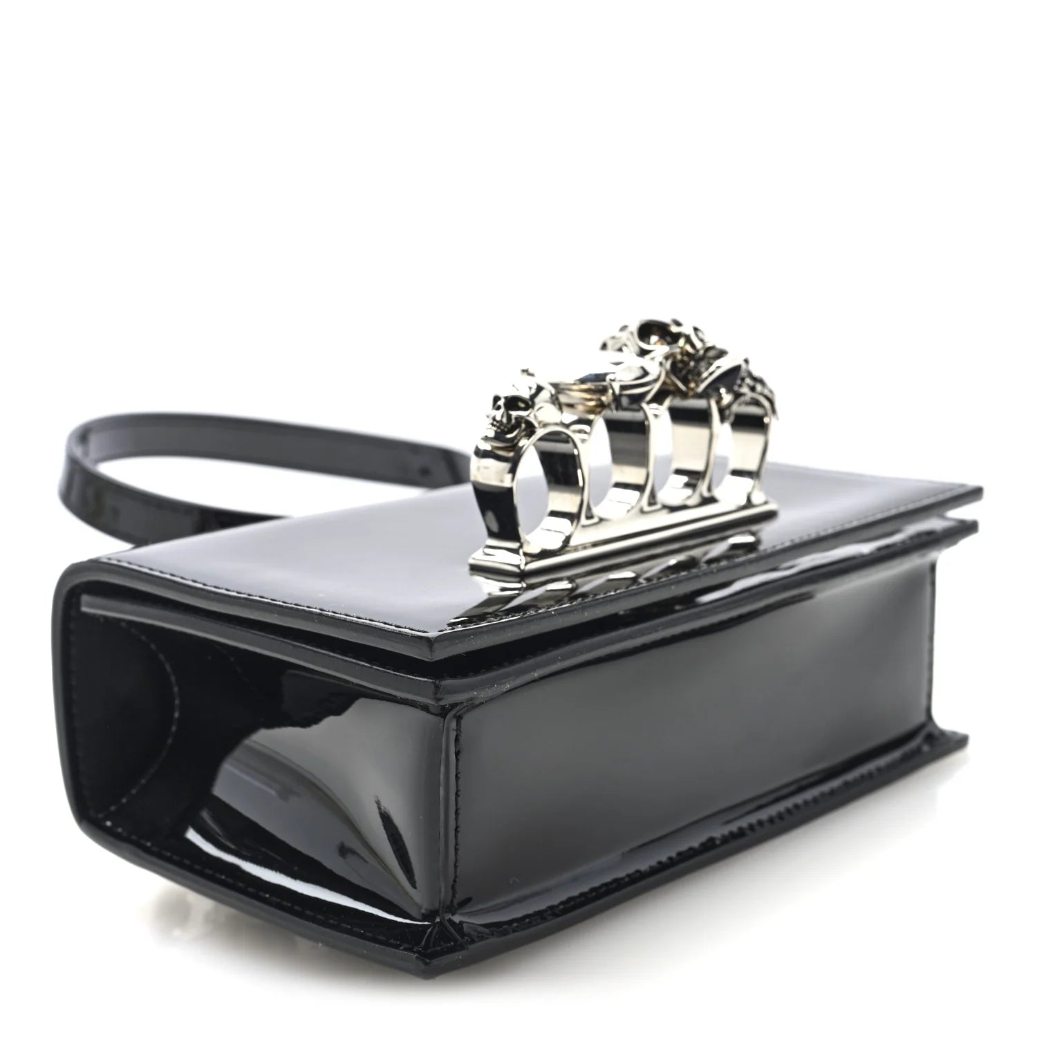 Patent Jeweled Satchel Black