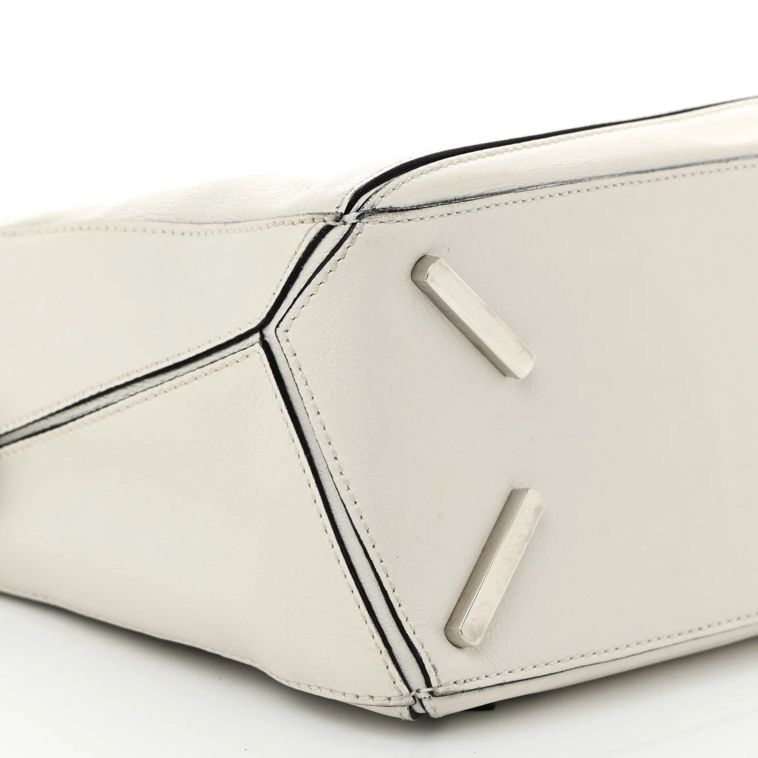 Grained Calfskin Small Puzzle Bag White