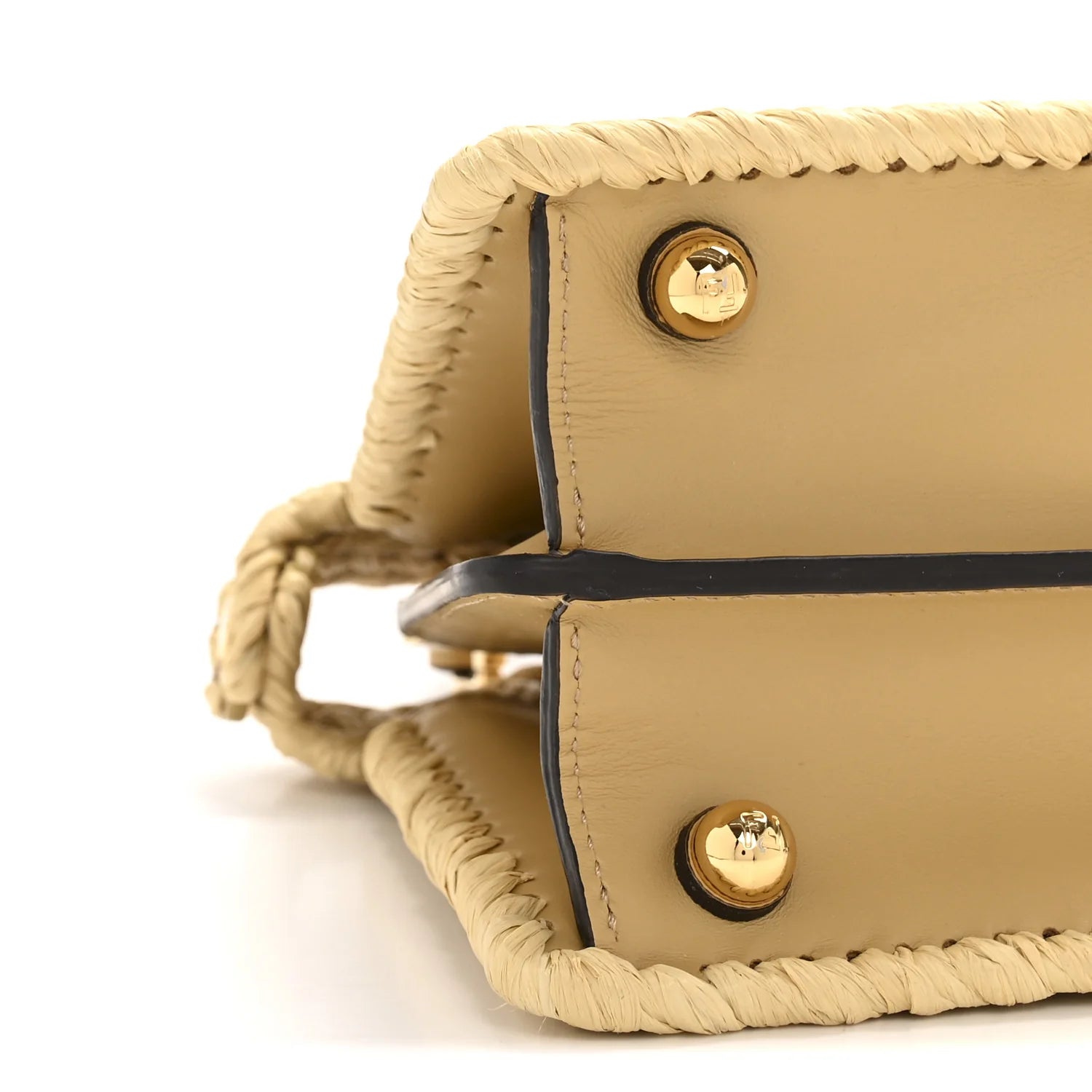 Paglia Vitello King Nappa Woven Petite Peekaboo I SEE U Satchel Sahara