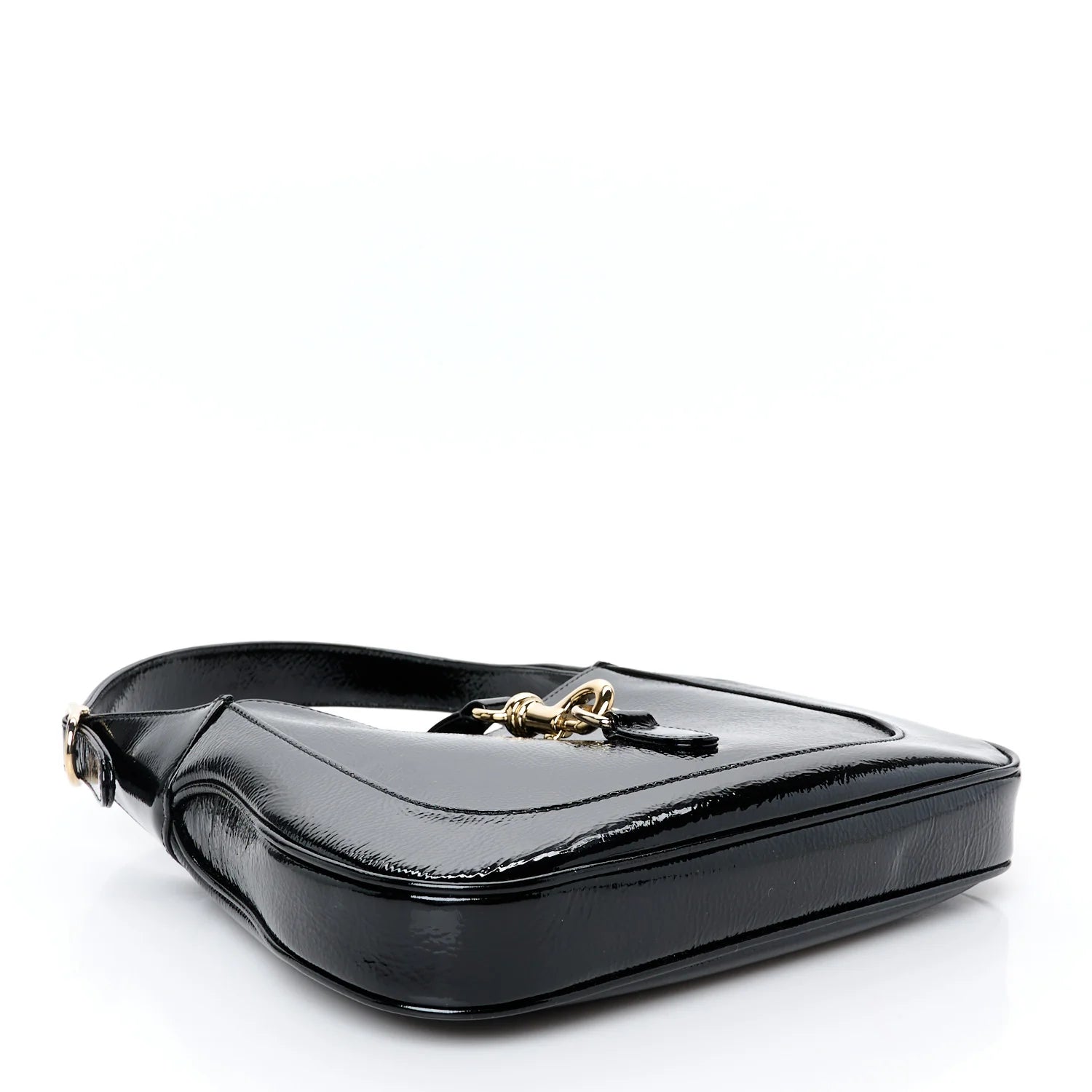 Patent Calfskin Small Jackie Shoulder Bag Black
