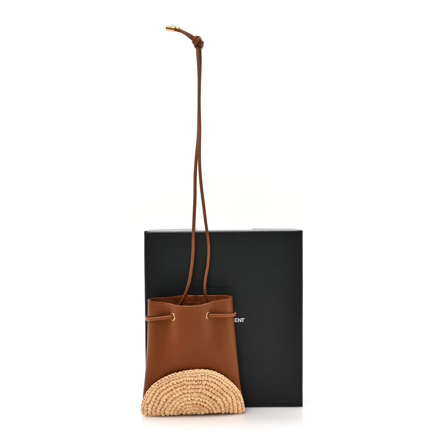 Raffia Cassandre Mini Pochon Crossbody Bag Brick Natural