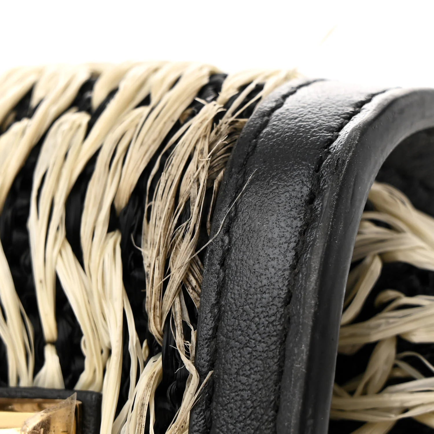 Raffia Large Studio Bag Black White