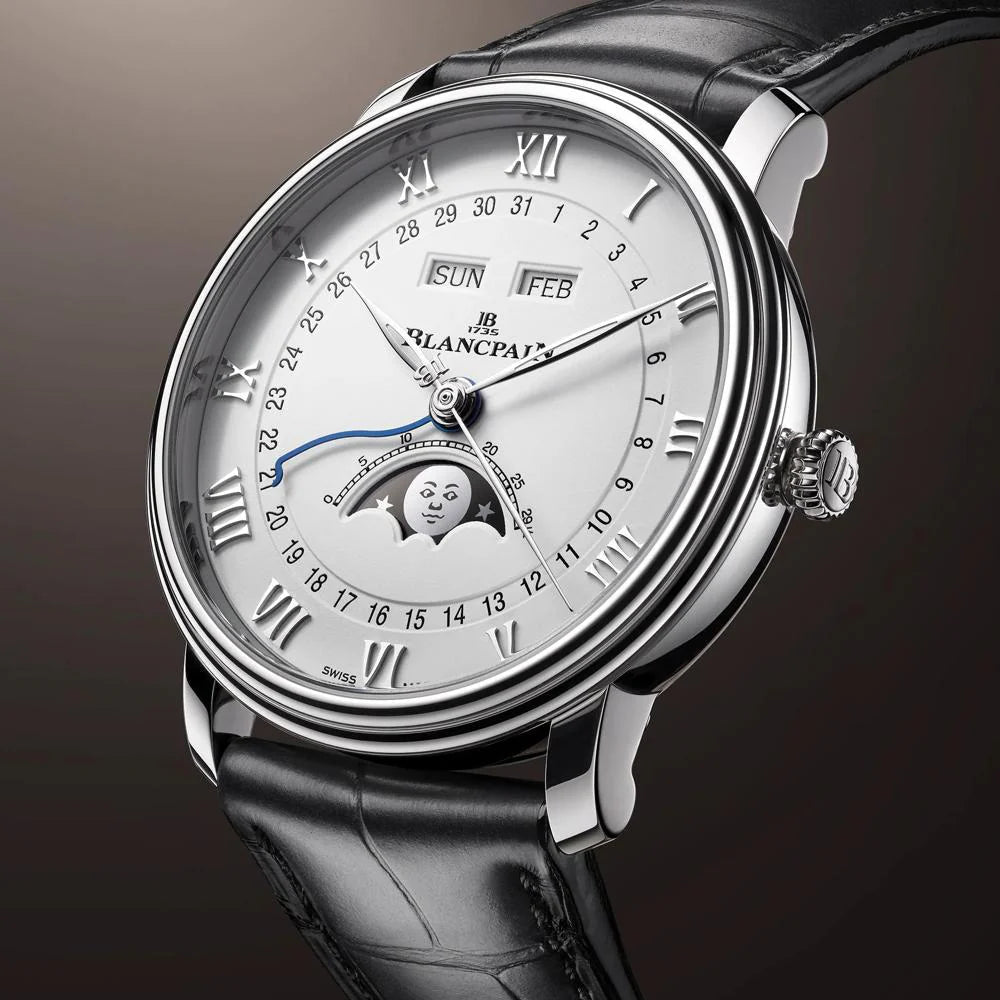 Unworn  Villeret SS Ultra Slim Moonphase and Complete Calender, Stainless Steel, 40 Mm, Ref# 6654-1127-55B, Box and Papers