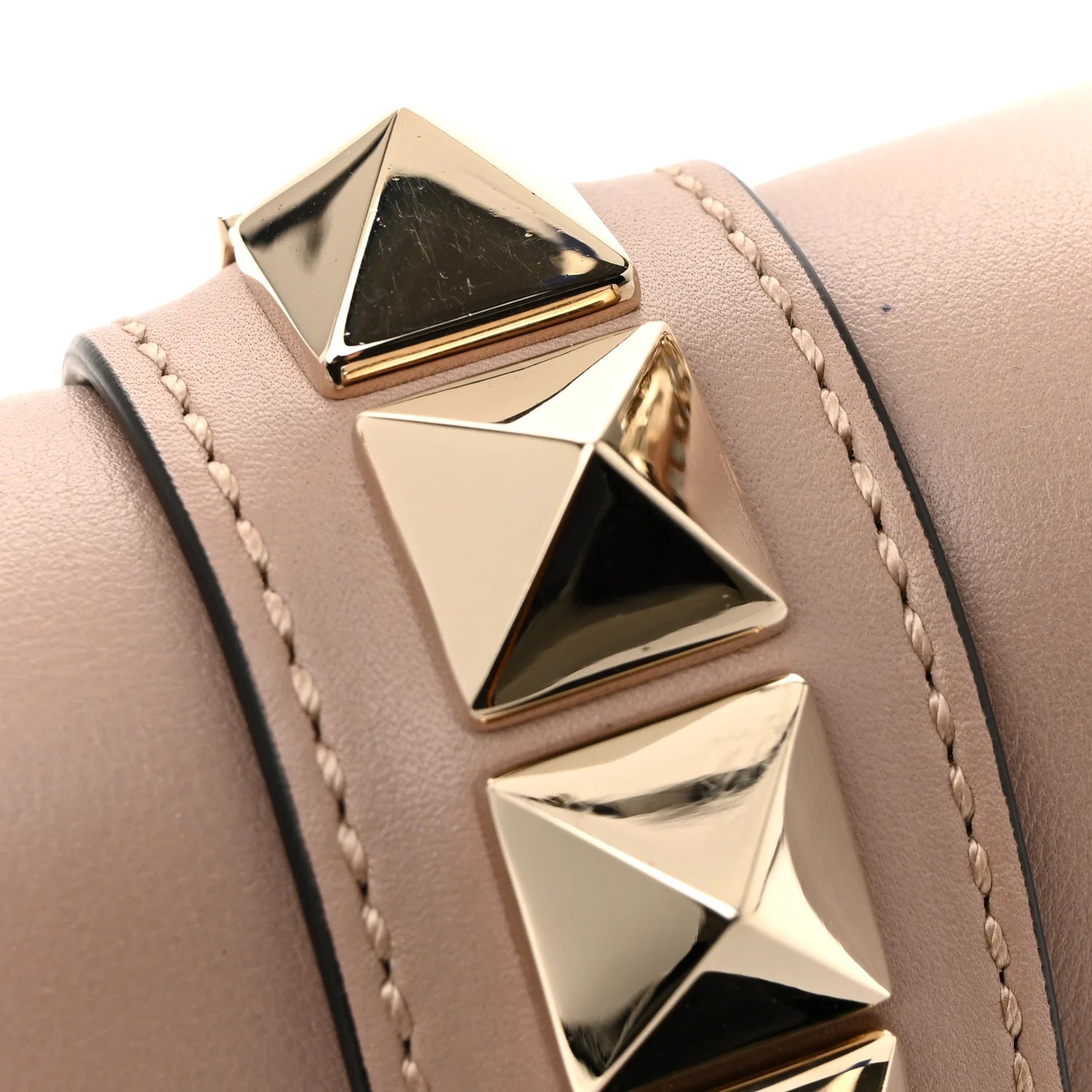 Vitello Small Glam Lock Rockstud Flap Poudre