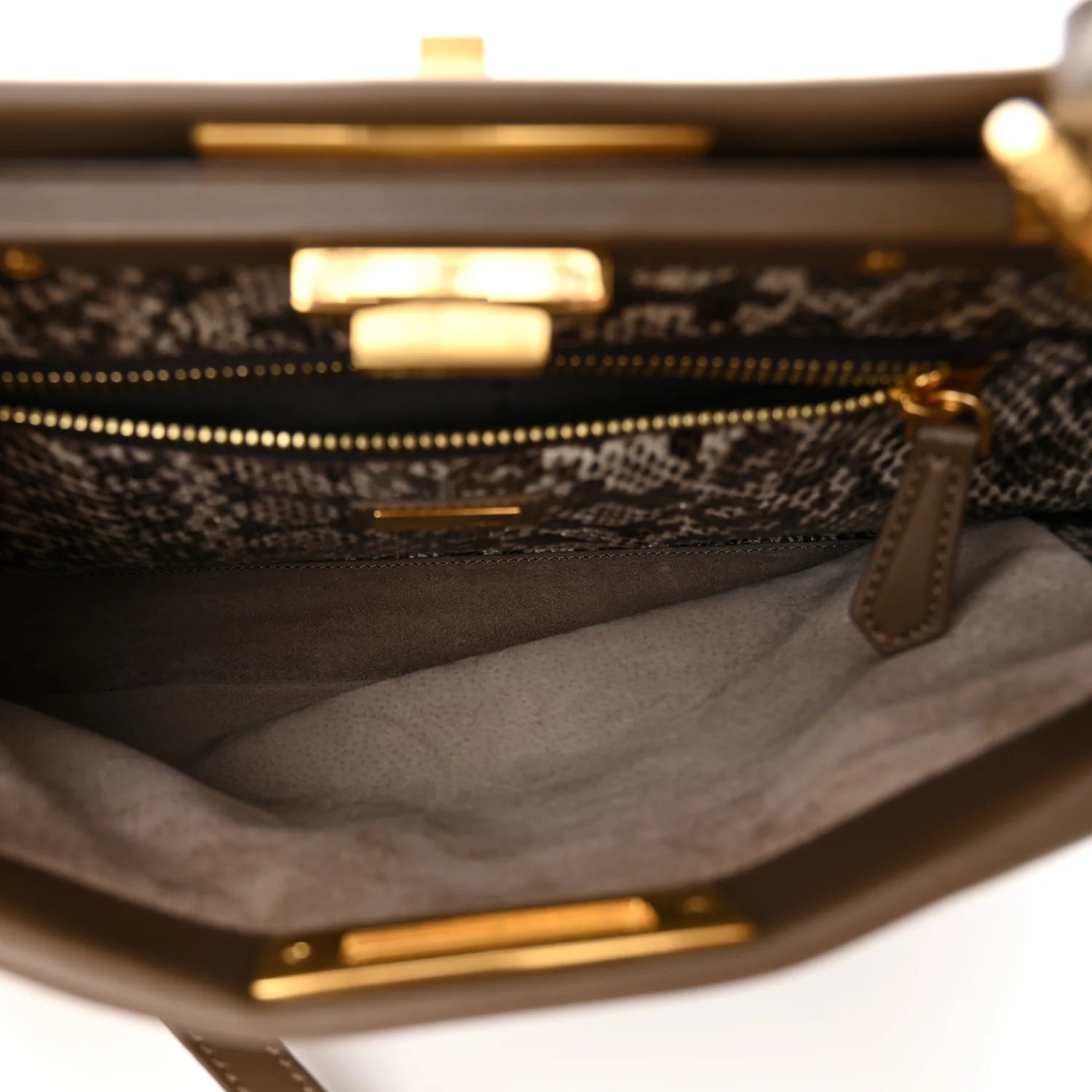 Vitello Morgan Snakeskin Medium Peekaboo Iconic Satchel Foresta