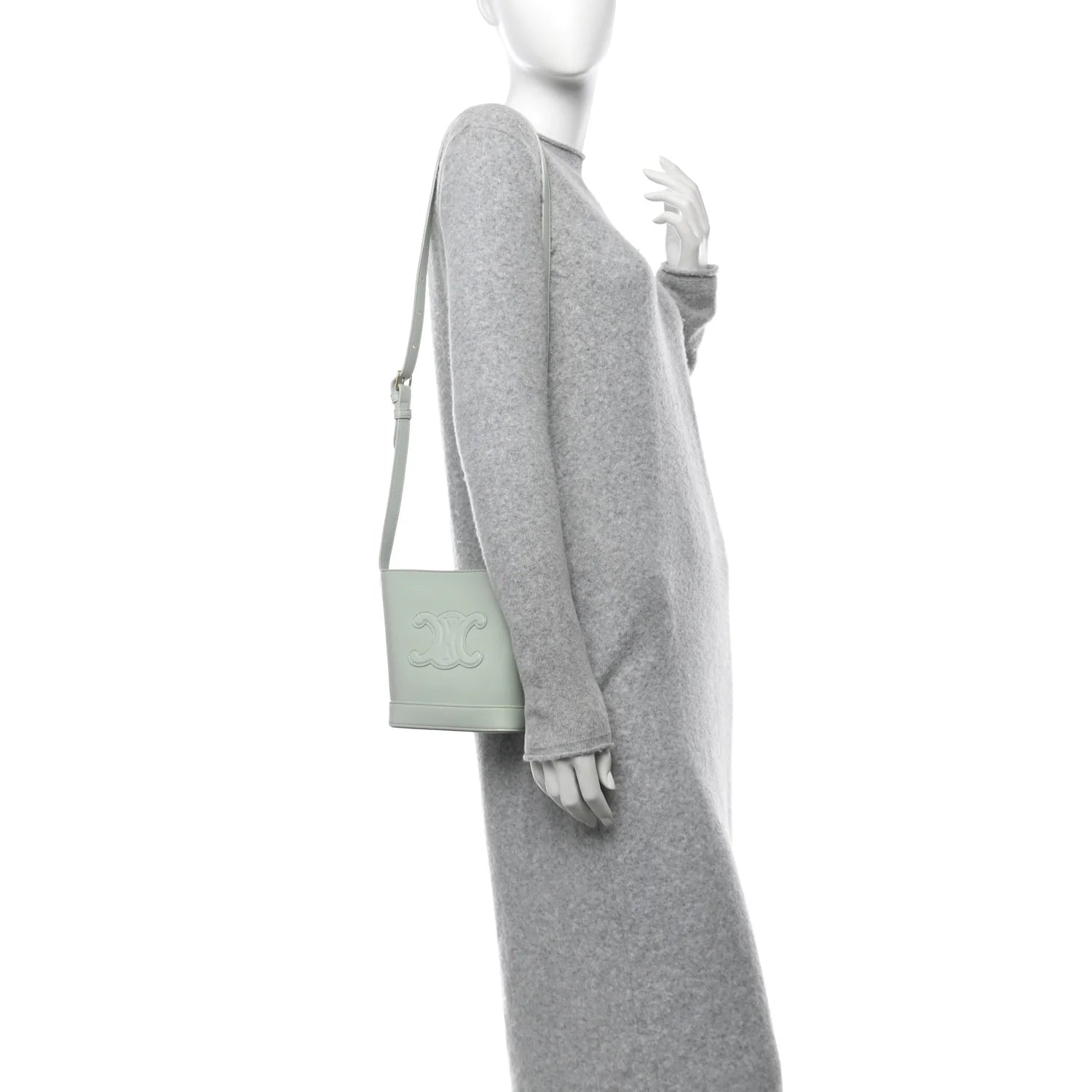 Smooth Calfskin Mini Cuir Triomphe Bucket Bag Jade