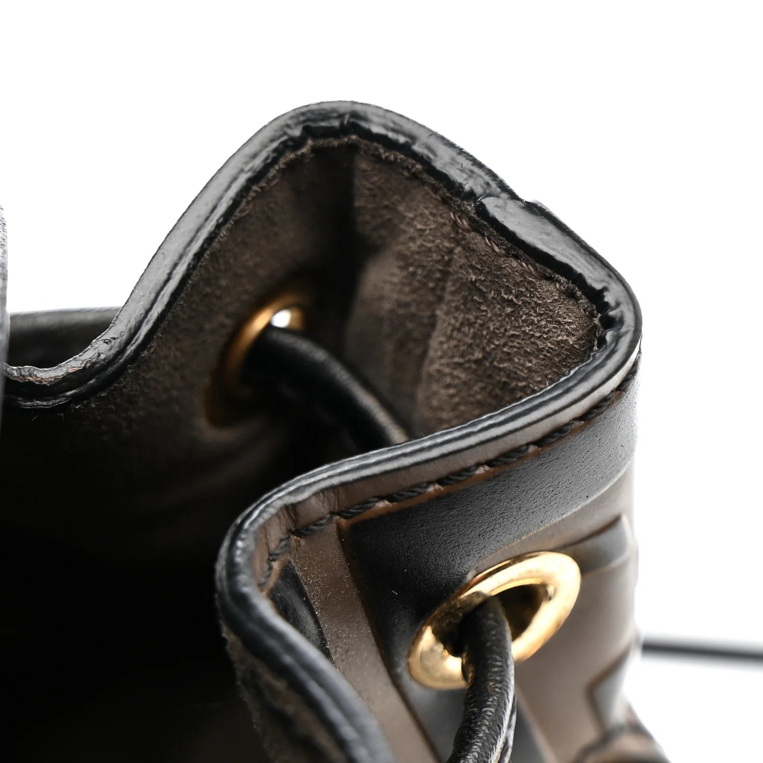 Vitello Liberty F Is  Bi-Color FF 1974 Embossed Mini Mon Tresor Bucket Bag Maya Black